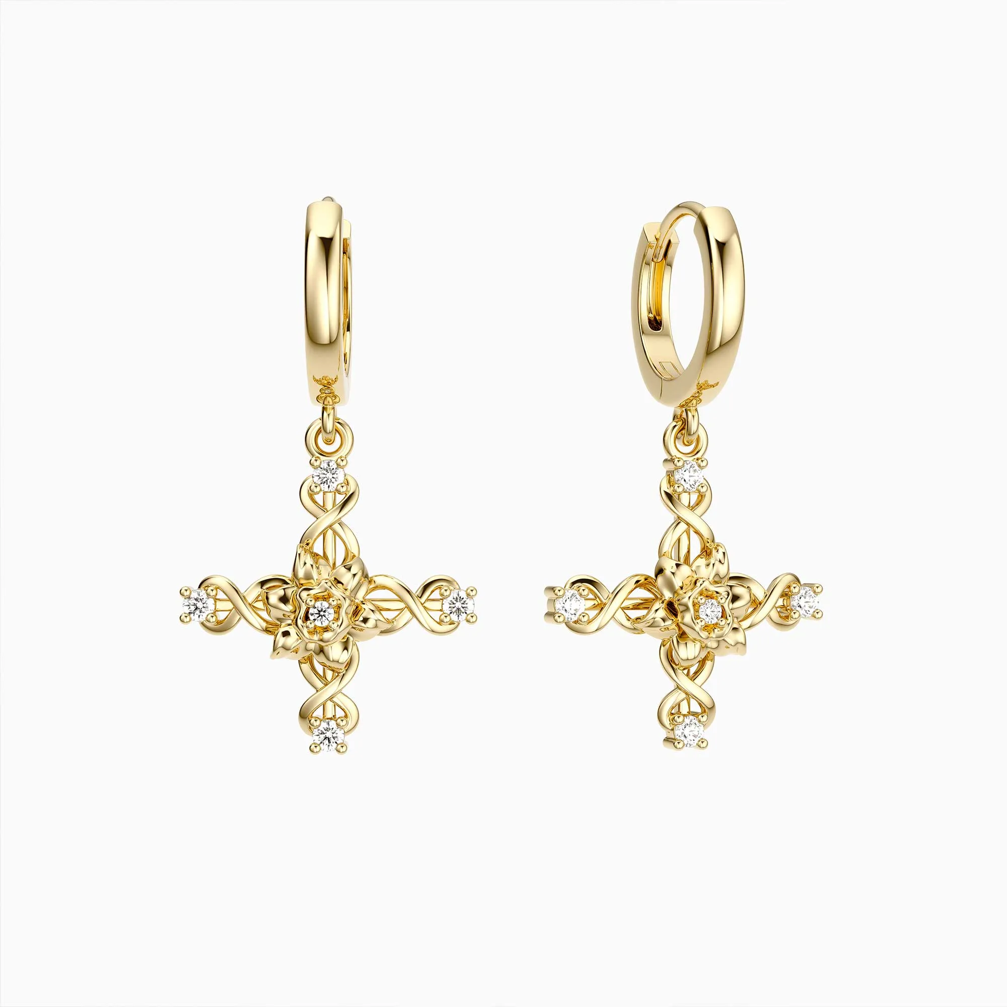 Floral Cross March Daffodils Hoop Earrings sold by Vanimy Jewelry