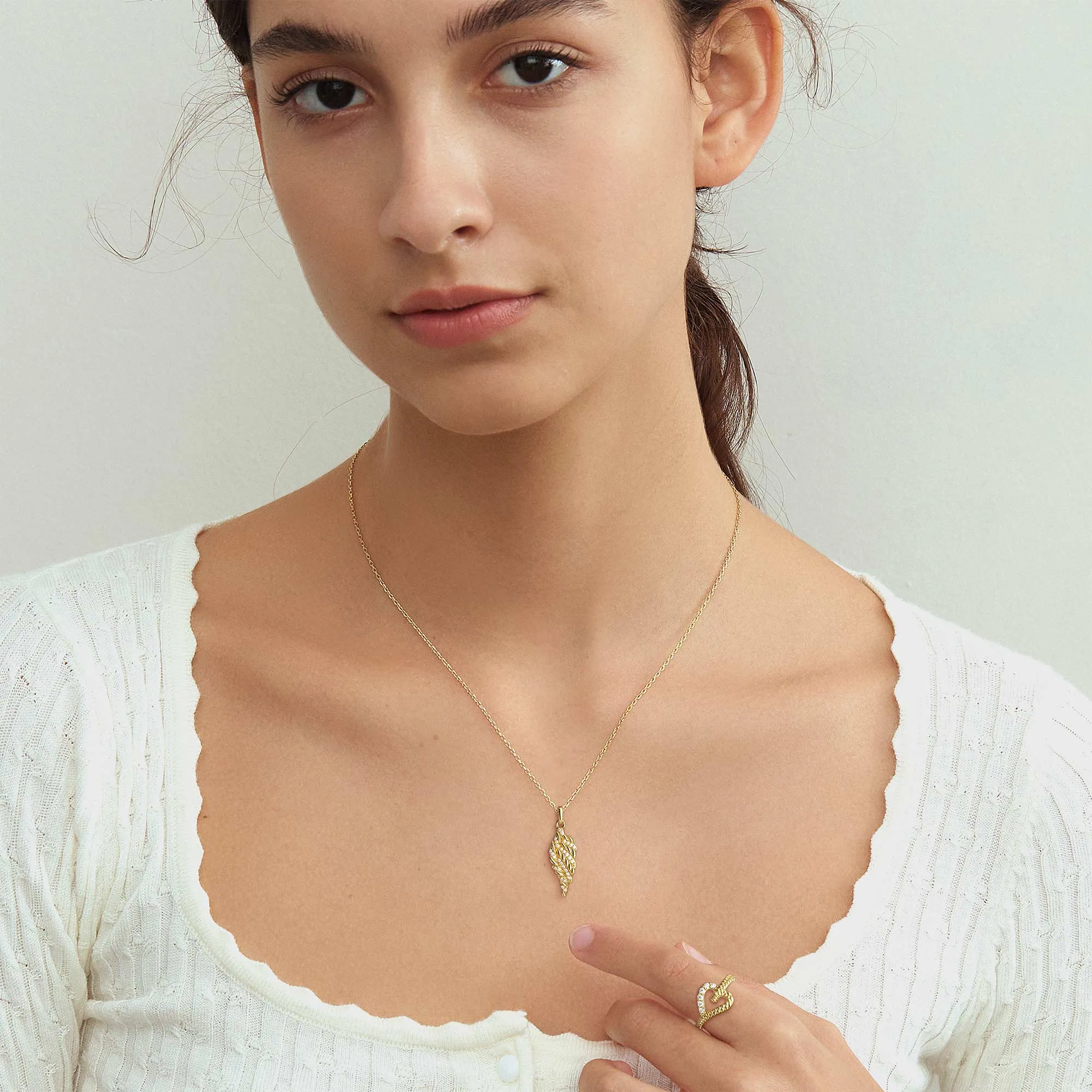 Braided Angel Wing Pendant Necklace sold by Vanimy Jewelry product image thumbnail 4