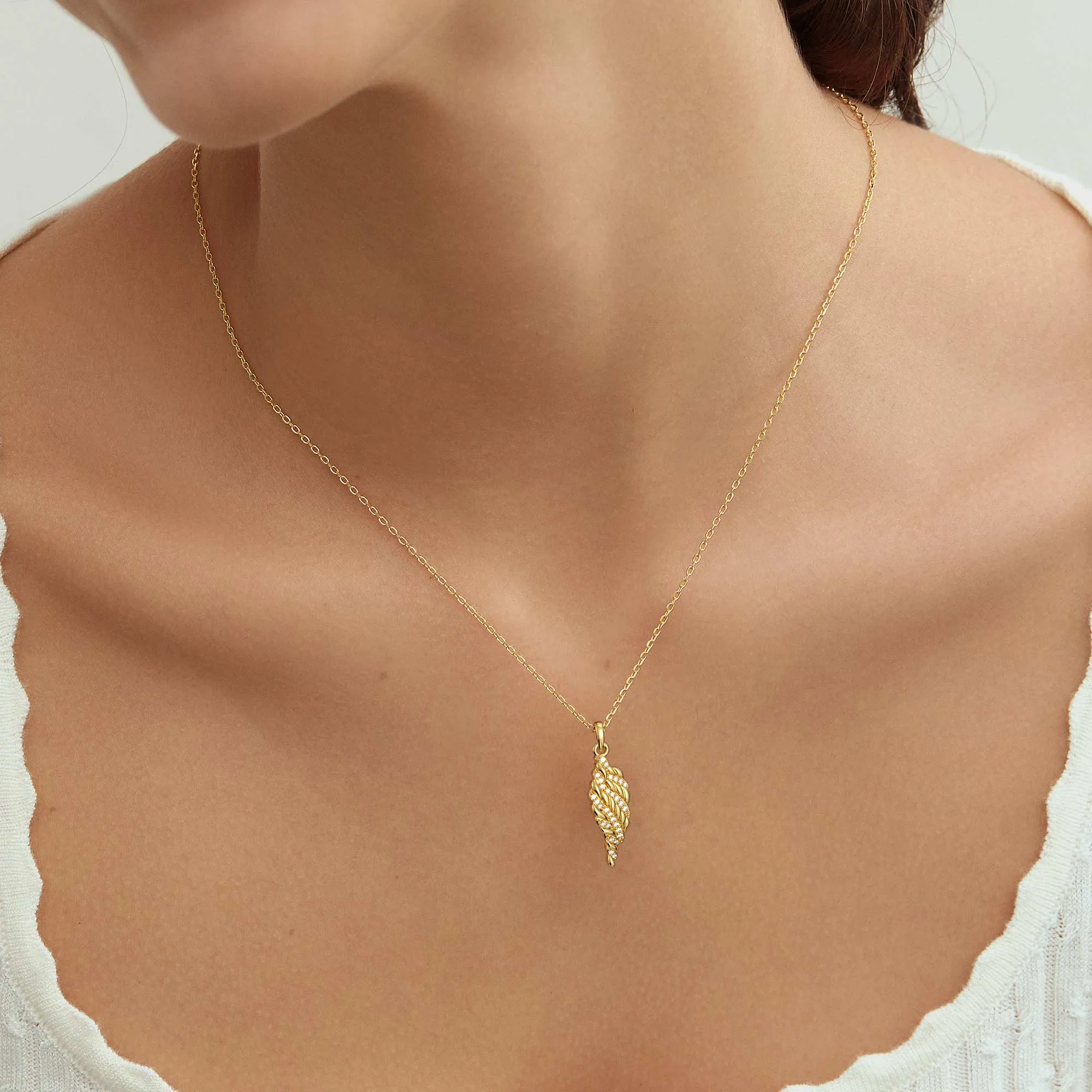 Braided Angel Wing Pendant Necklace sold by Vanimy Jewelry product image thumbnail 2