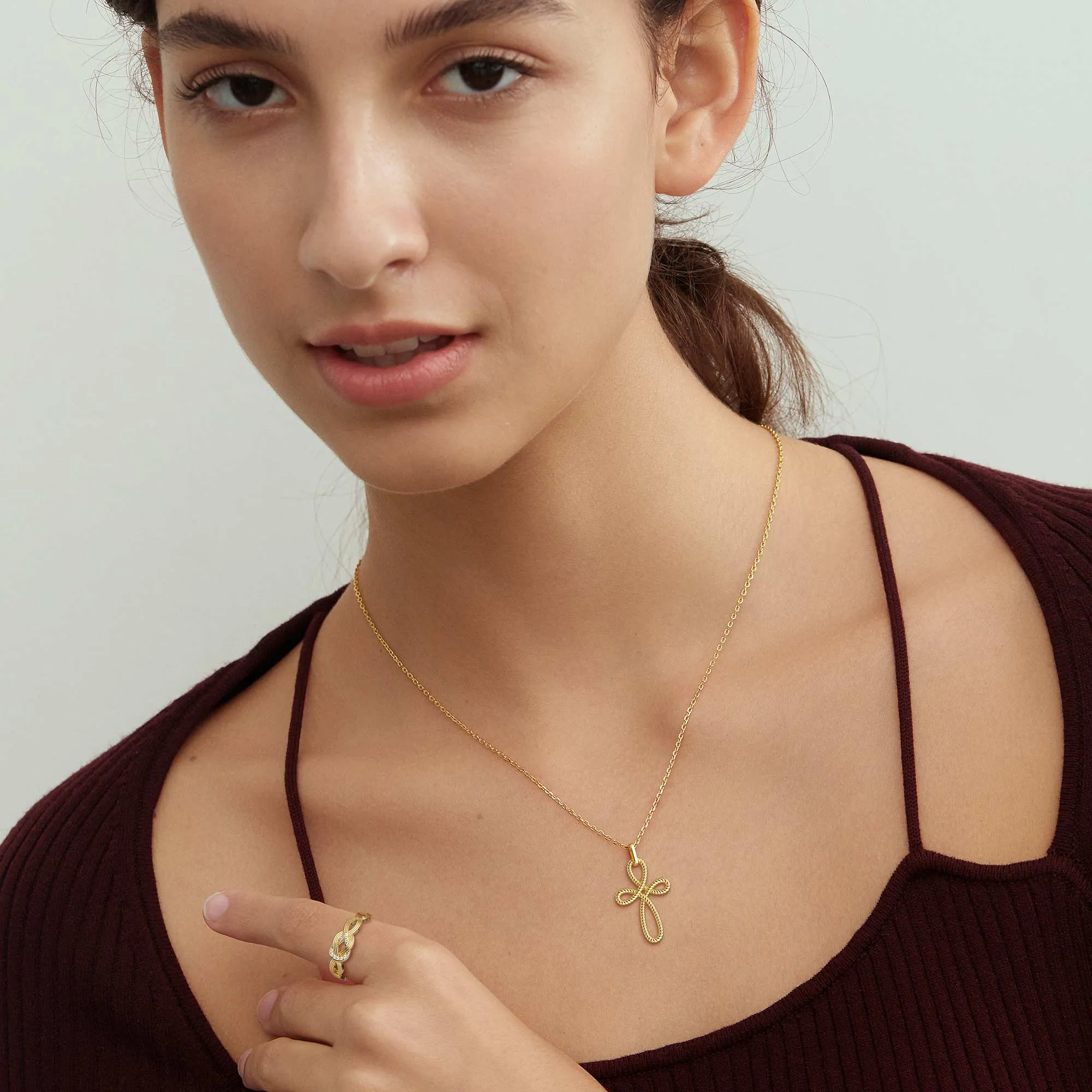 Trinity Cord Rope Cross Necklace sold by Vanimy Jewelry product image thumbnail 4