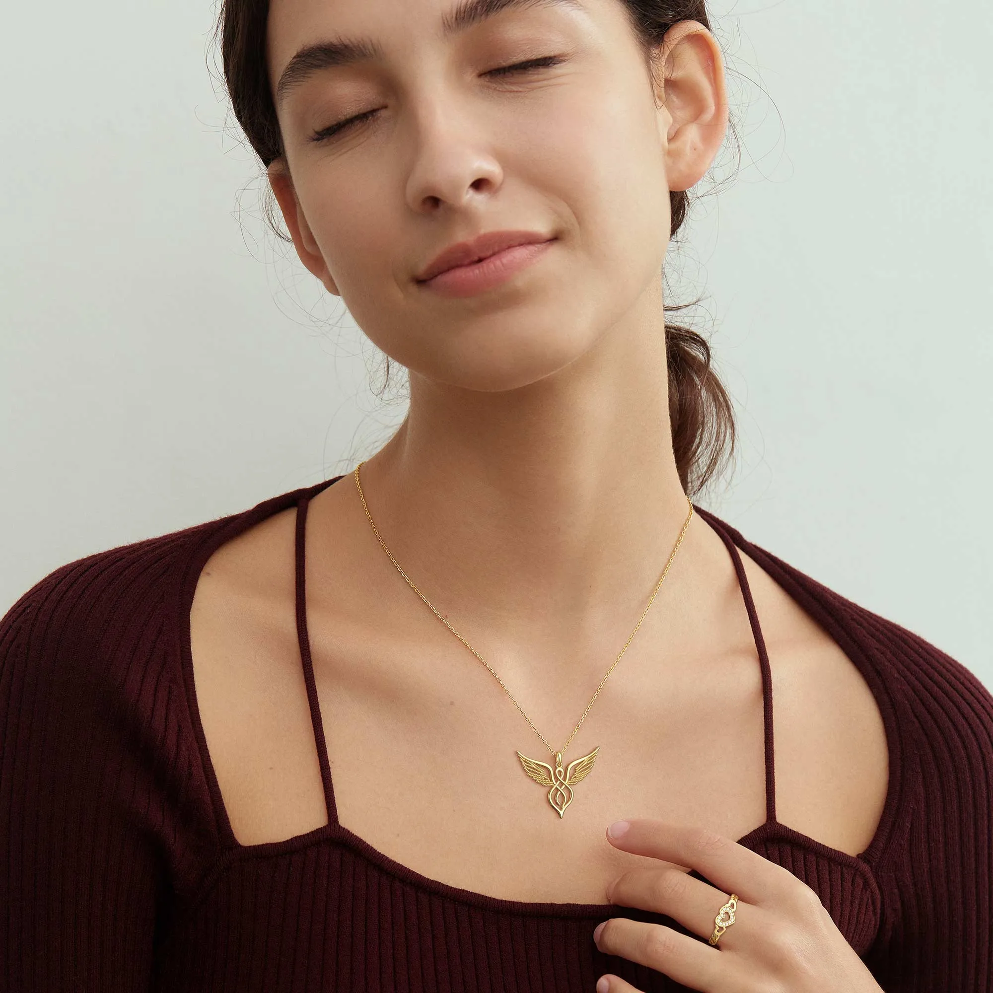 Braided Cord Angel Wing Necklace sold by Vanimy Jewelry product image thumbnail 3