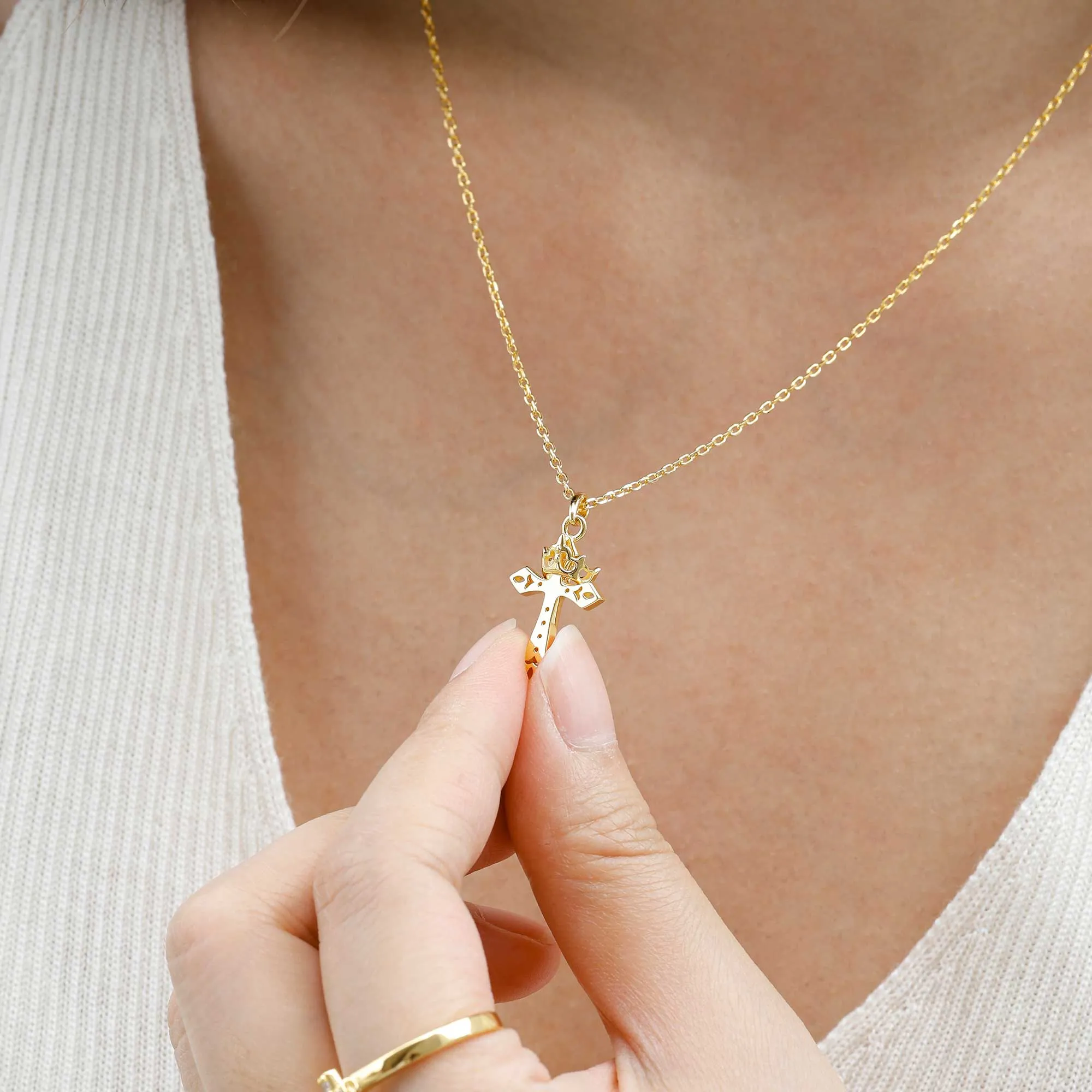 Fleur-de-Lis Cross with Crown Necklace sold by Vanimy Jewelry product image thumbnail 3