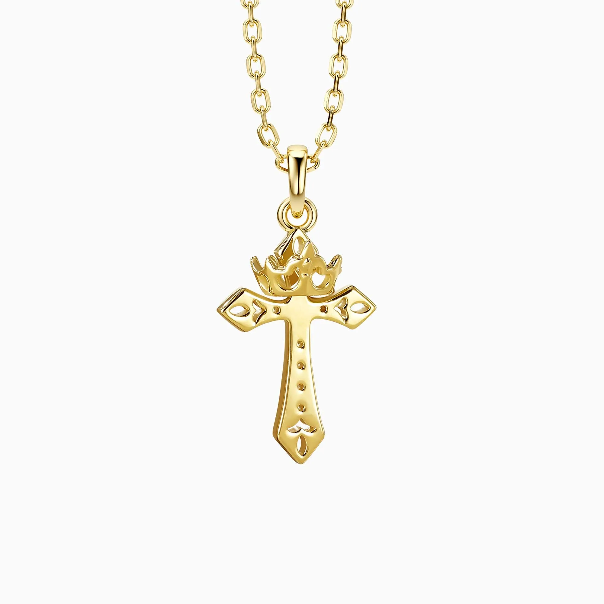 Fleur-de-Lis Cross with Crown Necklace sold by Vanimy Jewelry