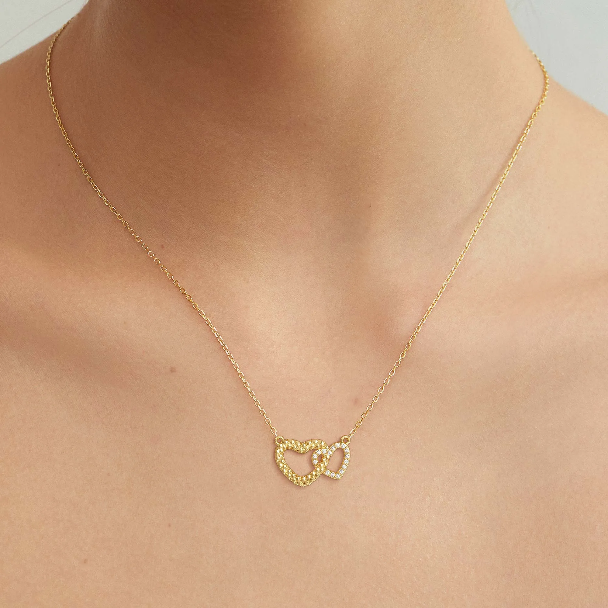 Braided Cord Double Heart Necklace sold by Vanimy Jewelry product image thumbnail 2