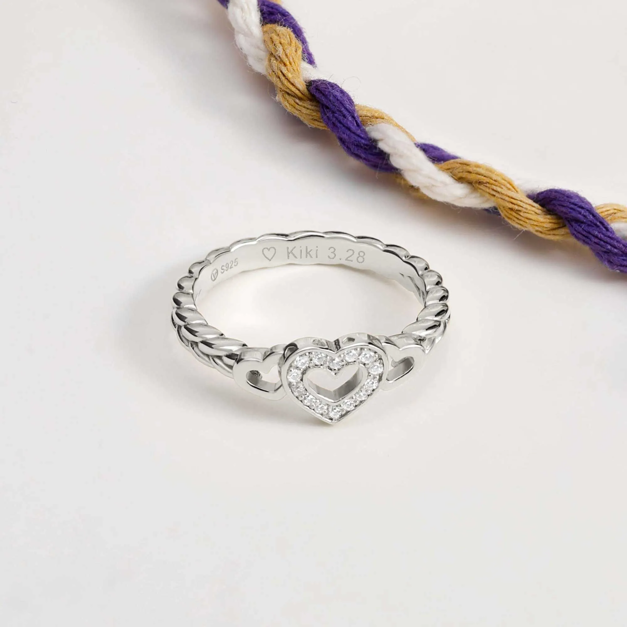 Personalized Braided Trinity Heart Ring sold by Vanimy Jewelry product image thumbnail 2