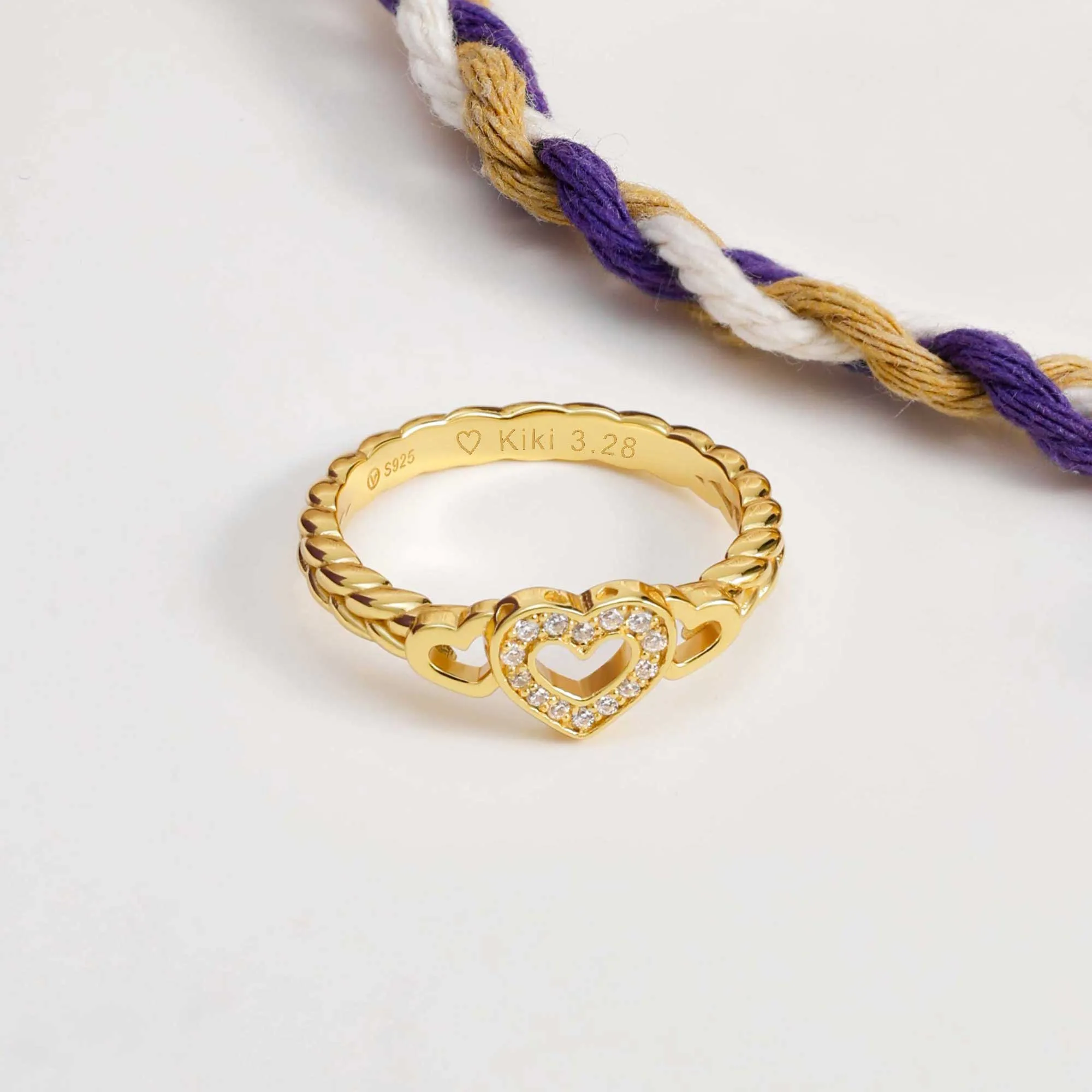 Personalized Braided Trinity Heart Ring sold by Vanimy Jewelry product image thumbnail 2