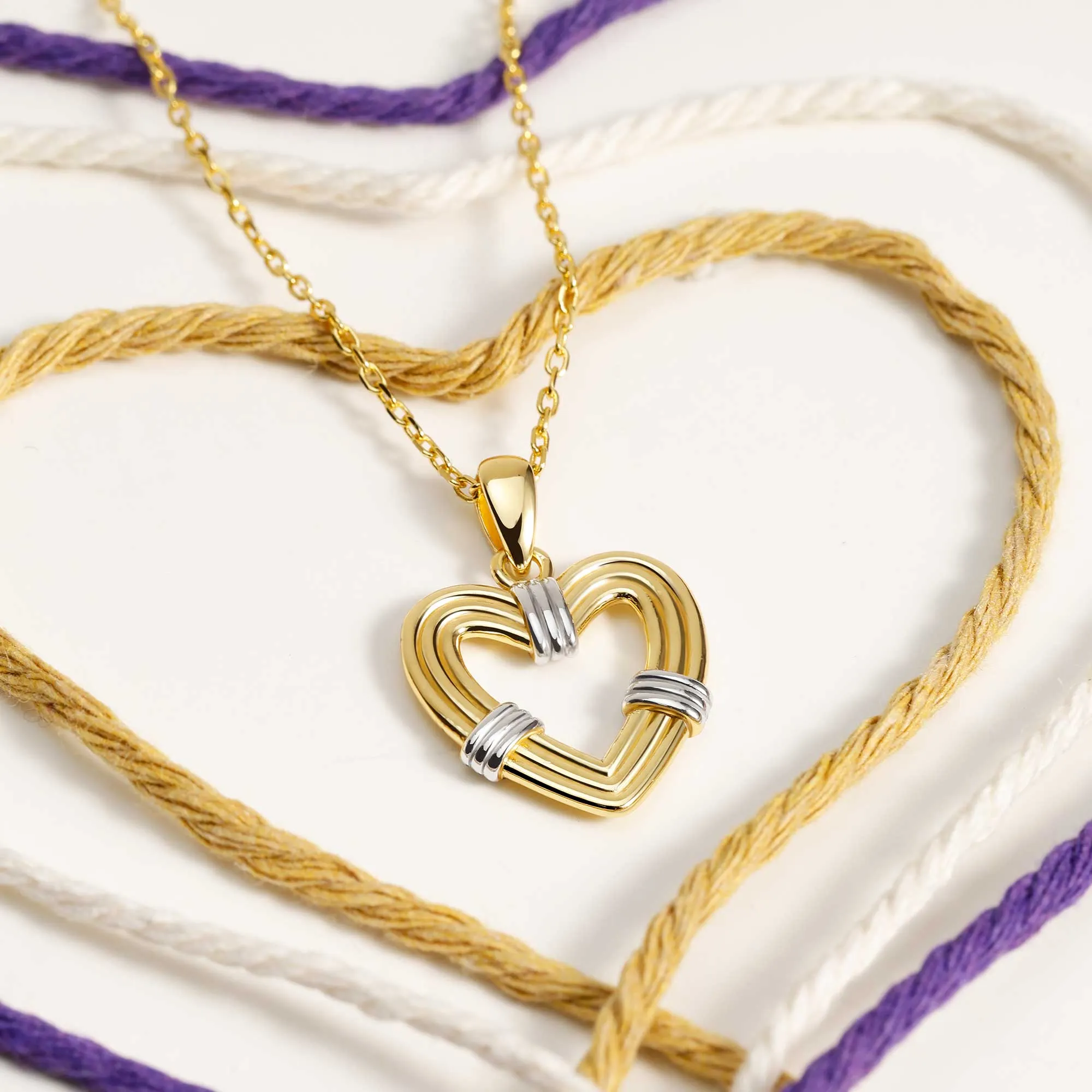 Two-Tone Heart Cord Love Knot Necklace sold by Vanimy Jewelry product image thumbnail 2