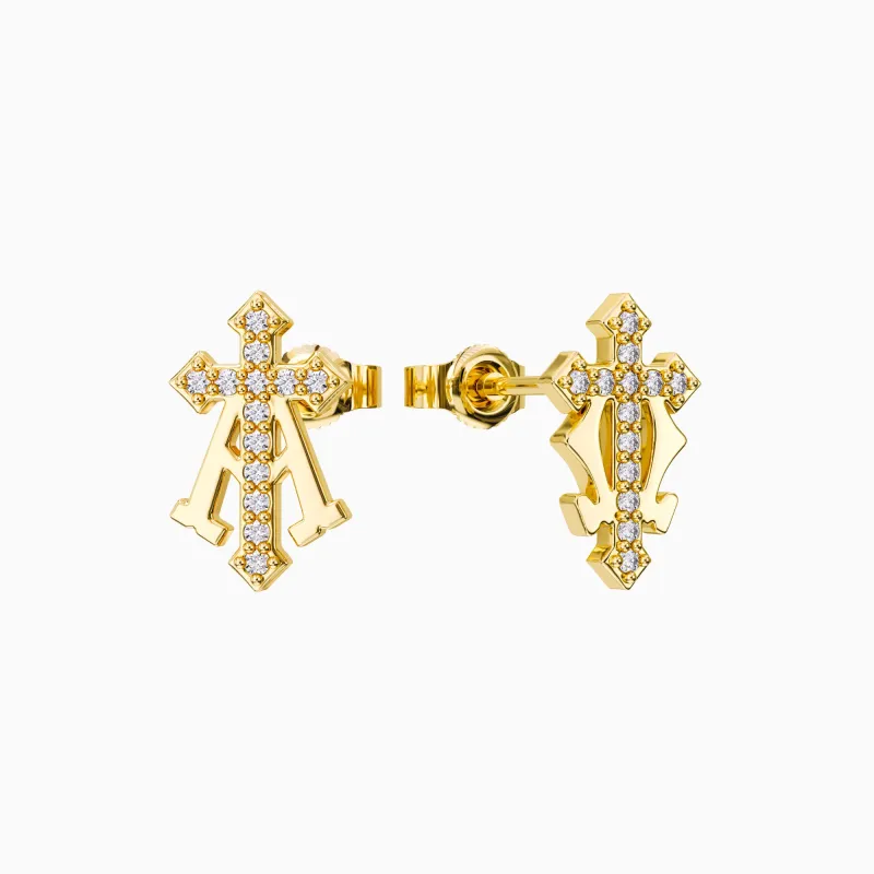 Free - Alpha Omega Cross Stud Earrings sold by Vanimy Jewelry