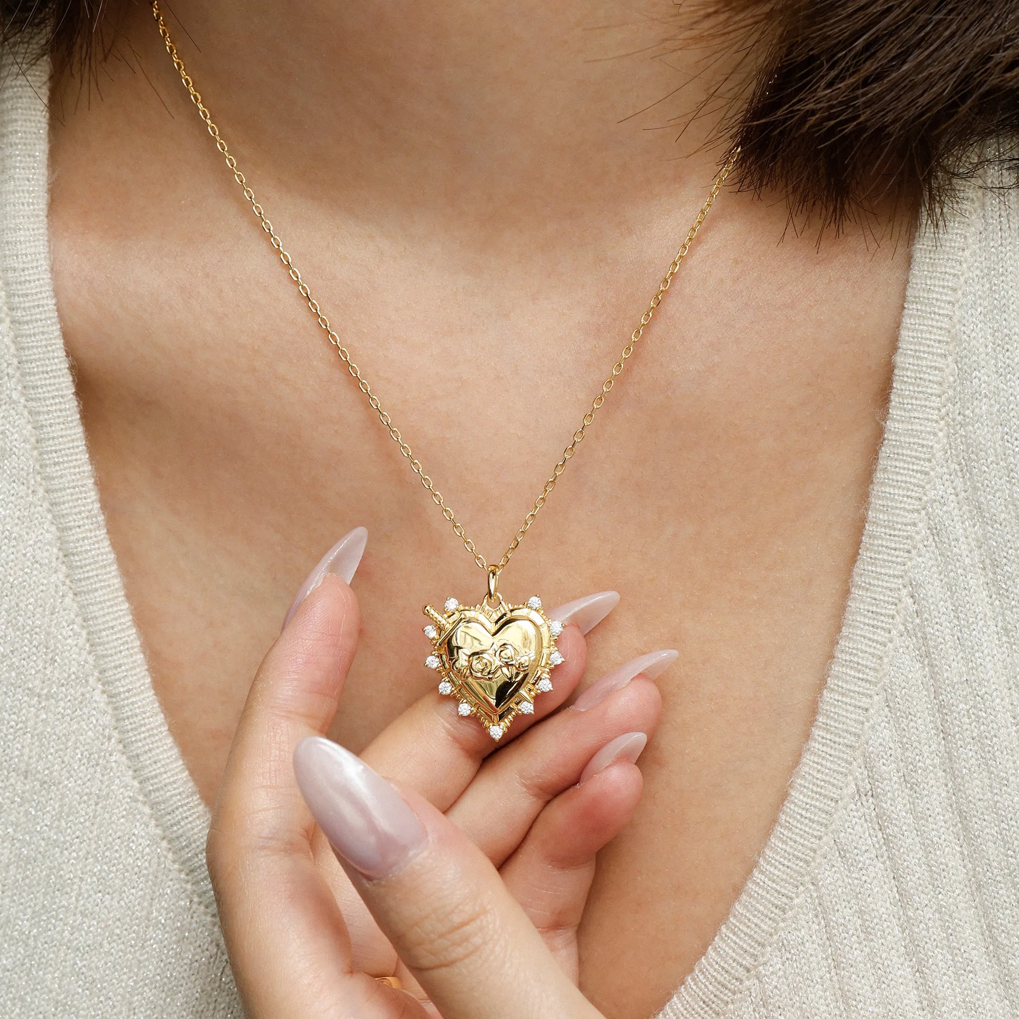 Sacred Heart Rose Necklace sold by Vanimy Jewelry product image thumbnail 2