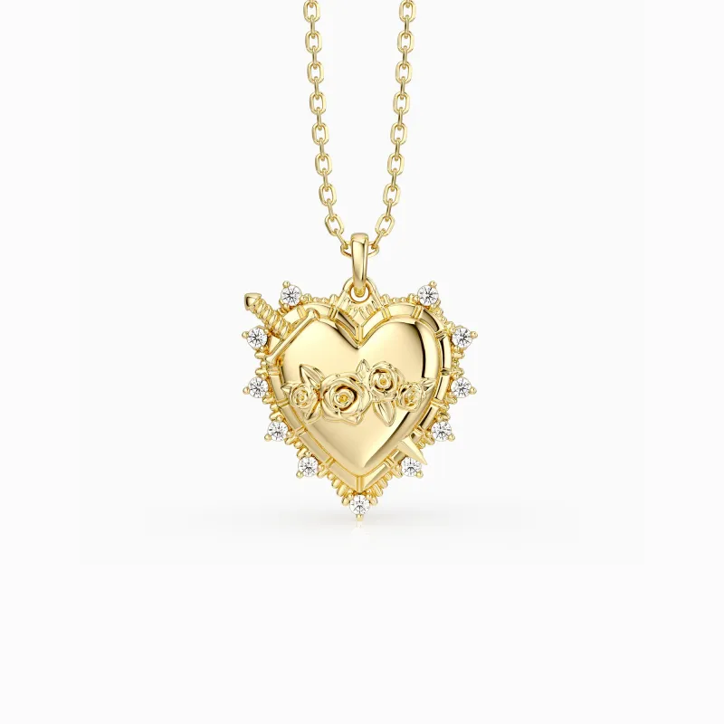 Sacred Heart Rose Necklace sold by Vanimy Jewelry