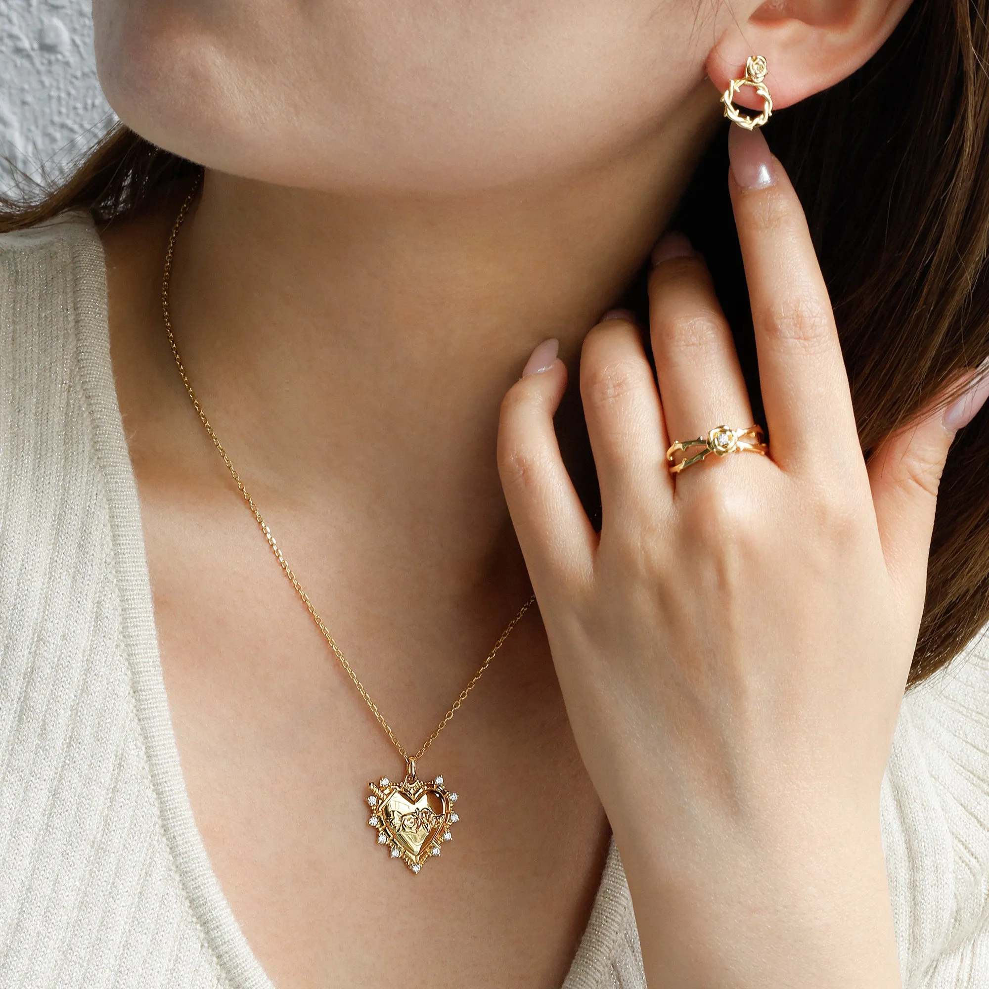 Sacred Heart Rose Necklace sold by Vanimy Jewelry product image thumbnail 3