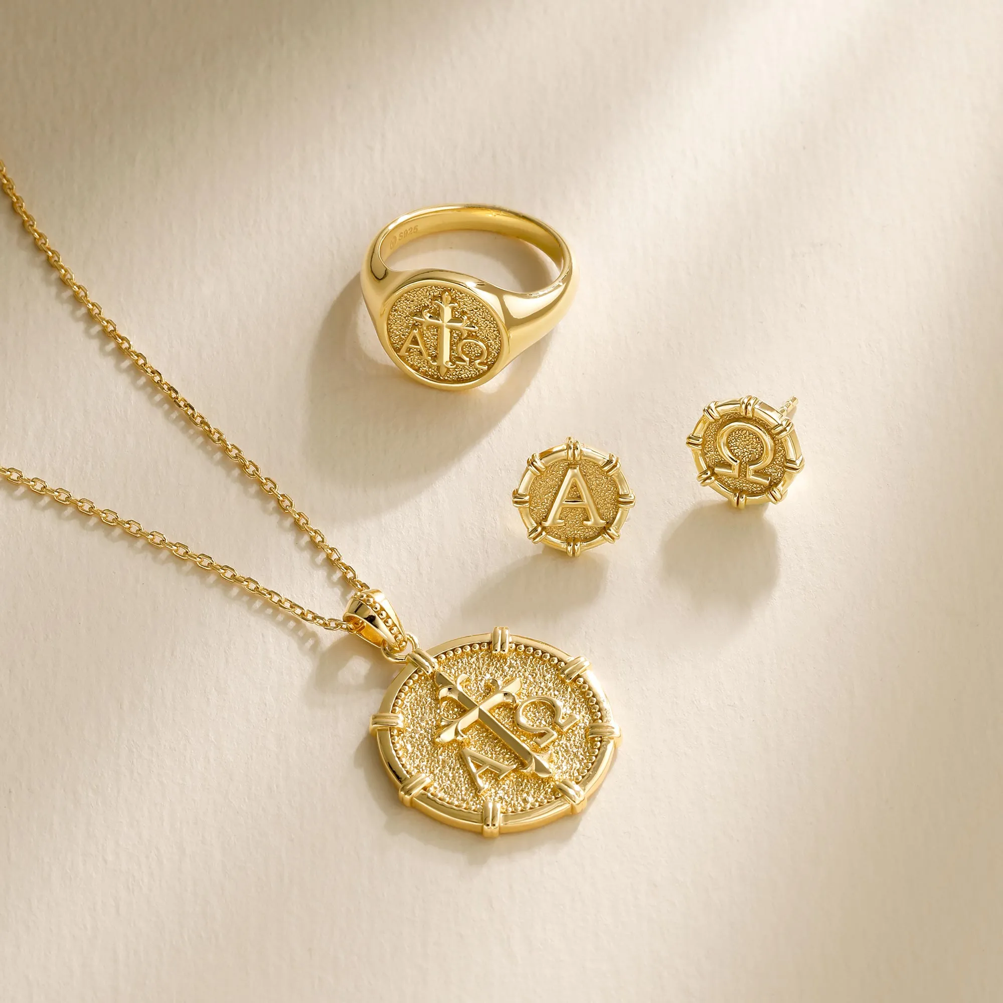 Personalized Alpha Omega Fleur-de-Lis Cross Medallion Necklace sold by Vanimy Jewelry product image thumbnail 5