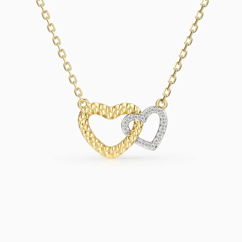 Two-Tone Braided Cord Double Heart Necklace sold by Vanimy Jewelry