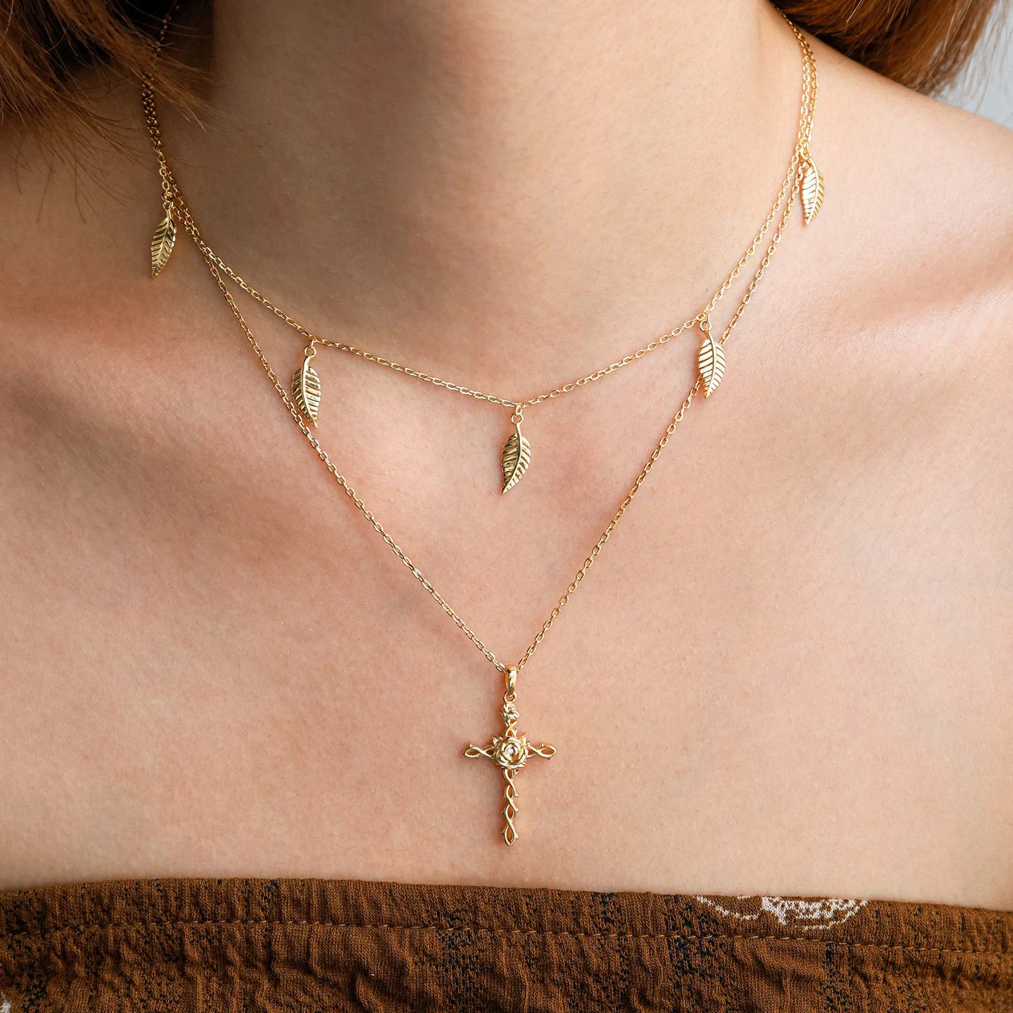 Palm Leaf Station Necklace sold by Vanimy Jewelry product image thumbnail 4