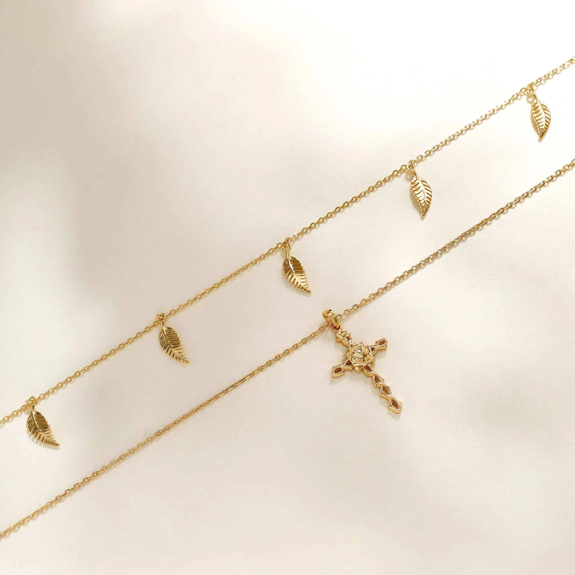 Palm Leaf Station Necklace sold by Vanimy Jewelry product image thumbnail 3