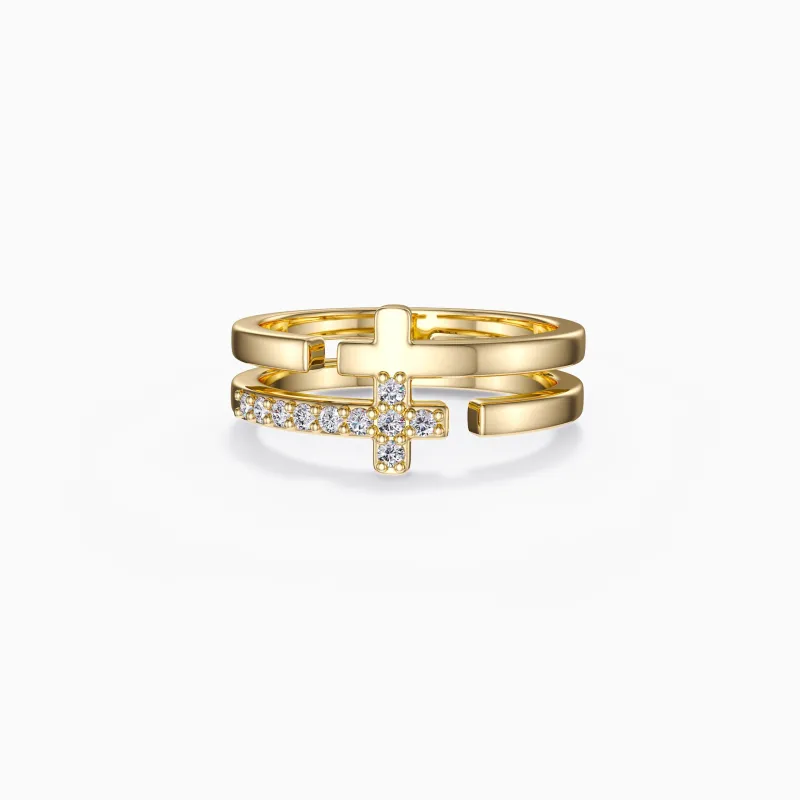Tiered Cross Ring sold by Vanimy Jewelry
