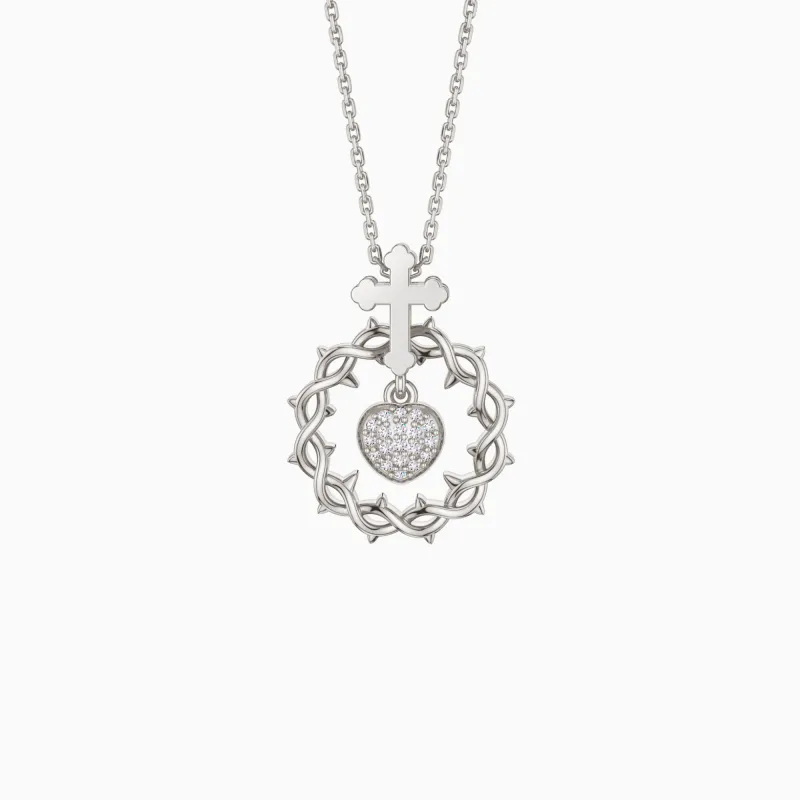 The Sacred Heart Dangle Pendant Necklace sold by Vanimy Jewelry