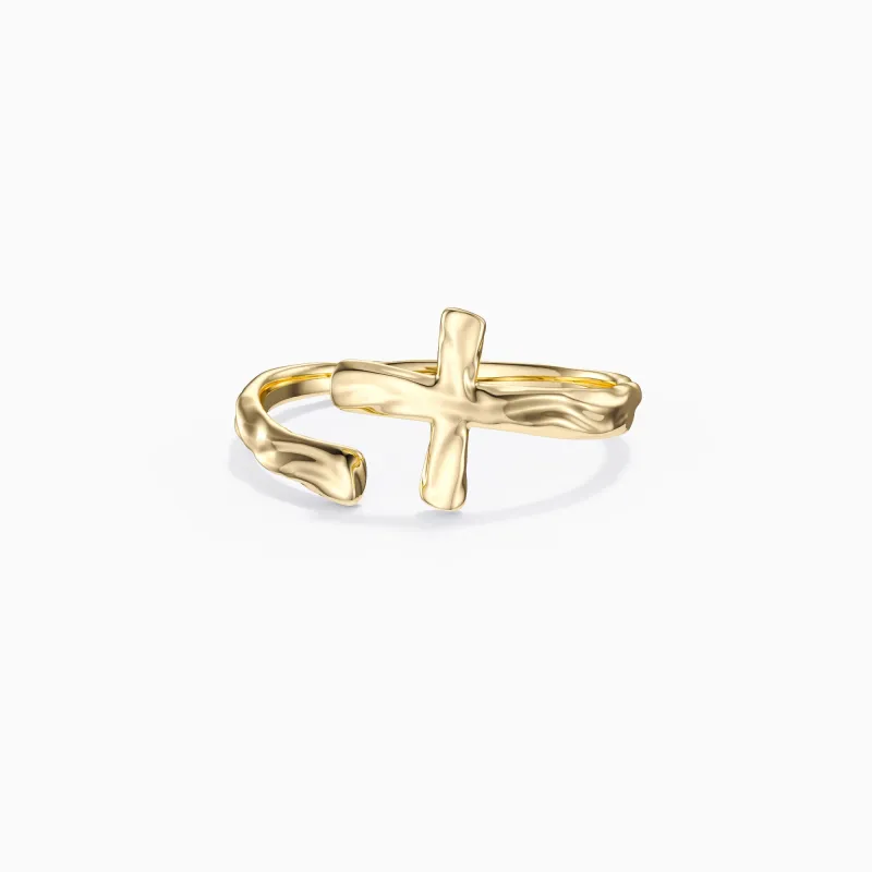 Liquid Open Cross Ring sold by Vanimy Jewelry