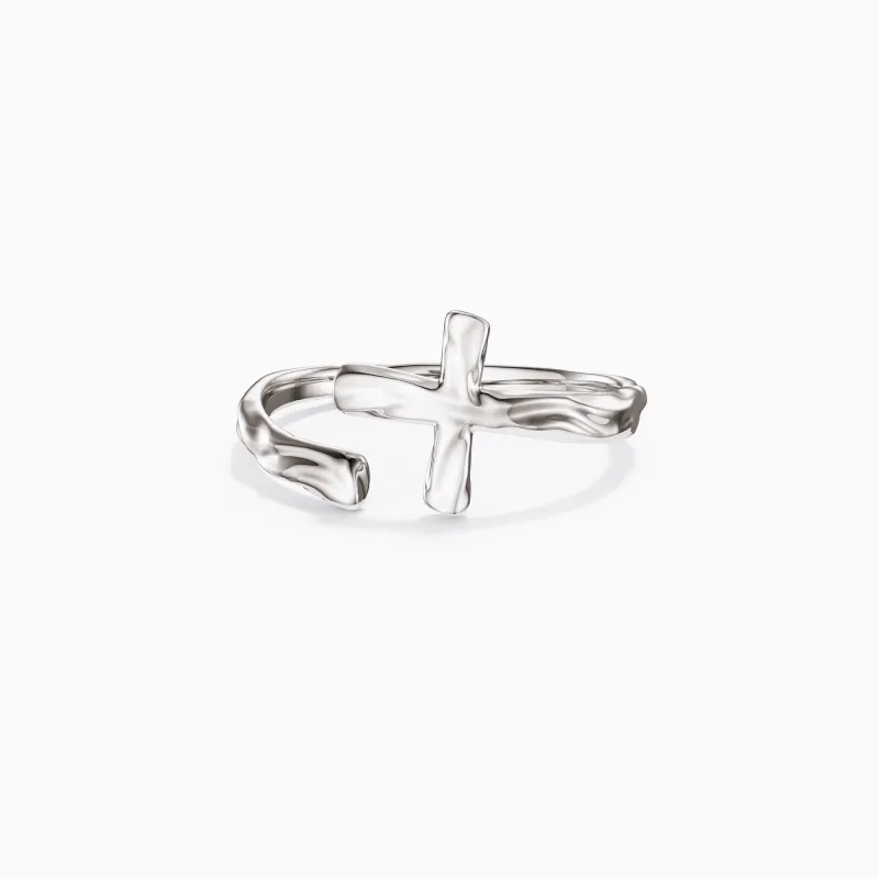 Liquid Open Cross Ring sold by Vanimy Jewelry