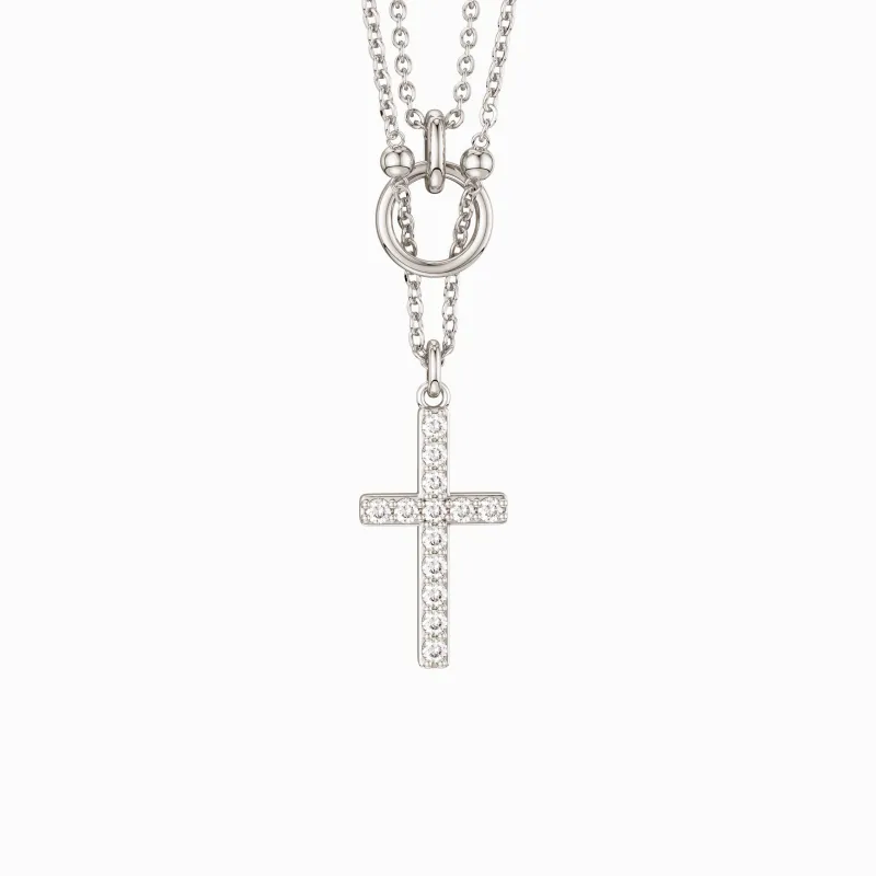 Silver Layered Circle Cross Necklace sold by Vanimy Jewelry