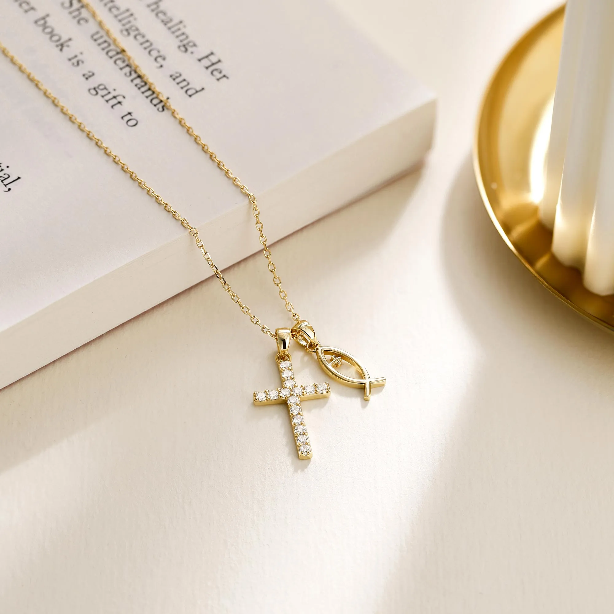 We Will be With You Cross Ichthys Necklace sold by Vanimy Jewelry product image thumbnail 3