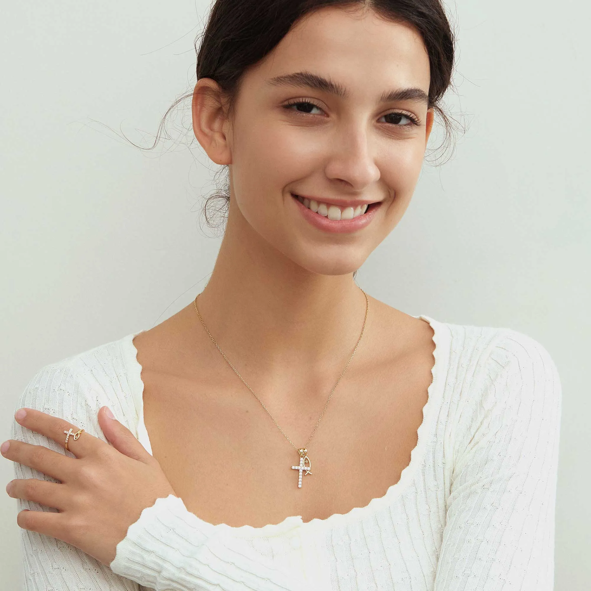 We Will be With You Cross Ichthys Necklace sold by Vanimy Jewelry product image thumbnail 5