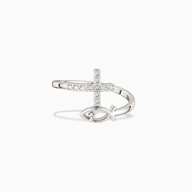 God Jesus Fish And Cross Ring sold by Vanimy Jewelry