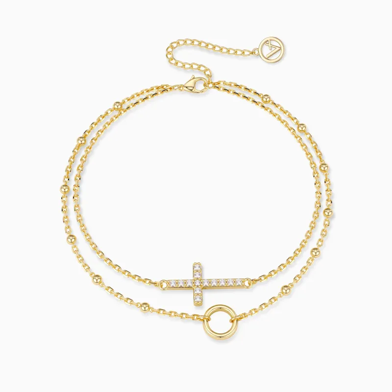Gold Vermeil Layered Cross Bracelet sold by Vanimy Jewelry