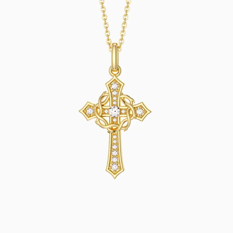 Cross and Crown of Thorns Faith Pendant Necklace sold by Vanimy Jewelry