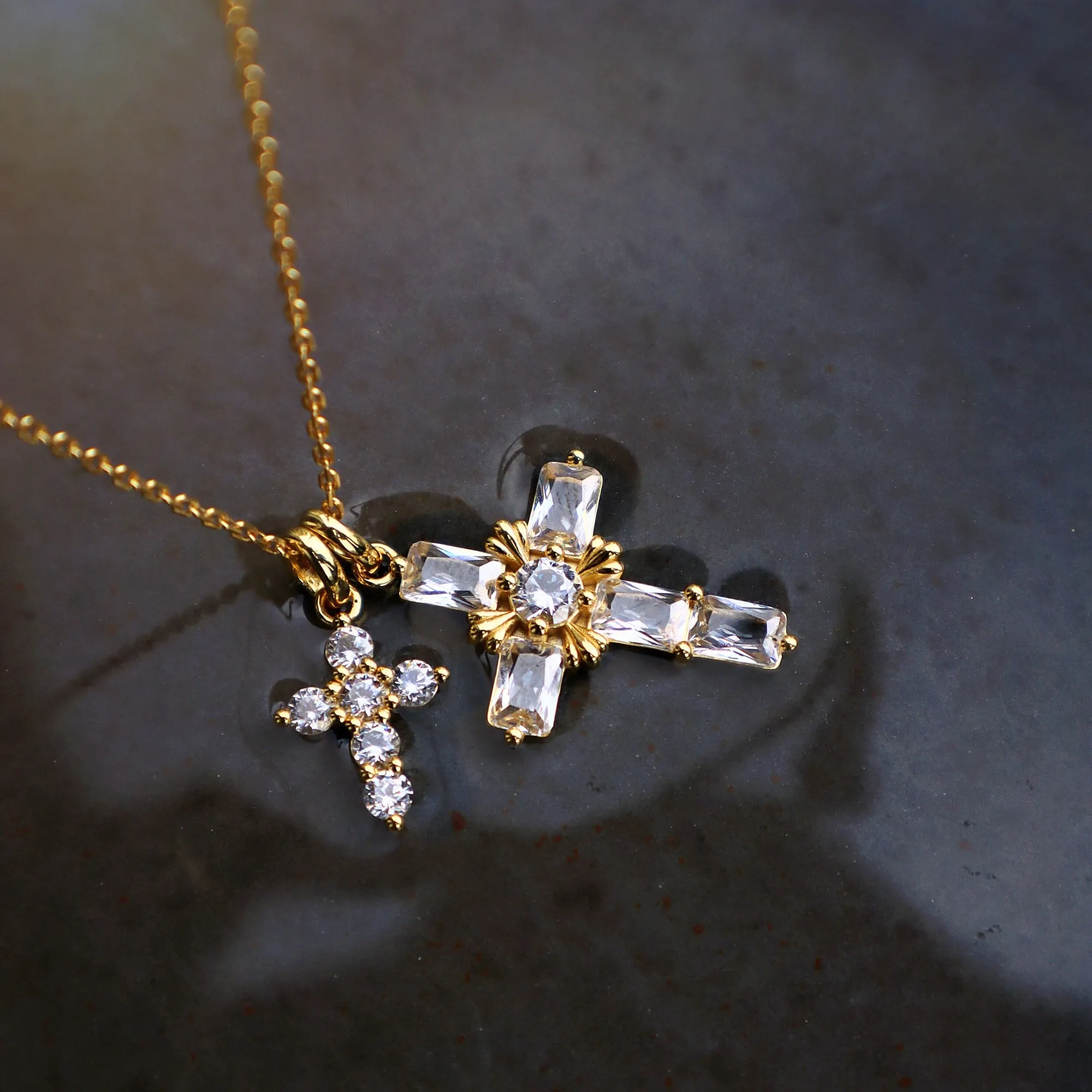 Byzantine Double Crosses Pendant Necklace sold by Vanimy Jewelry product image thumbnail 5