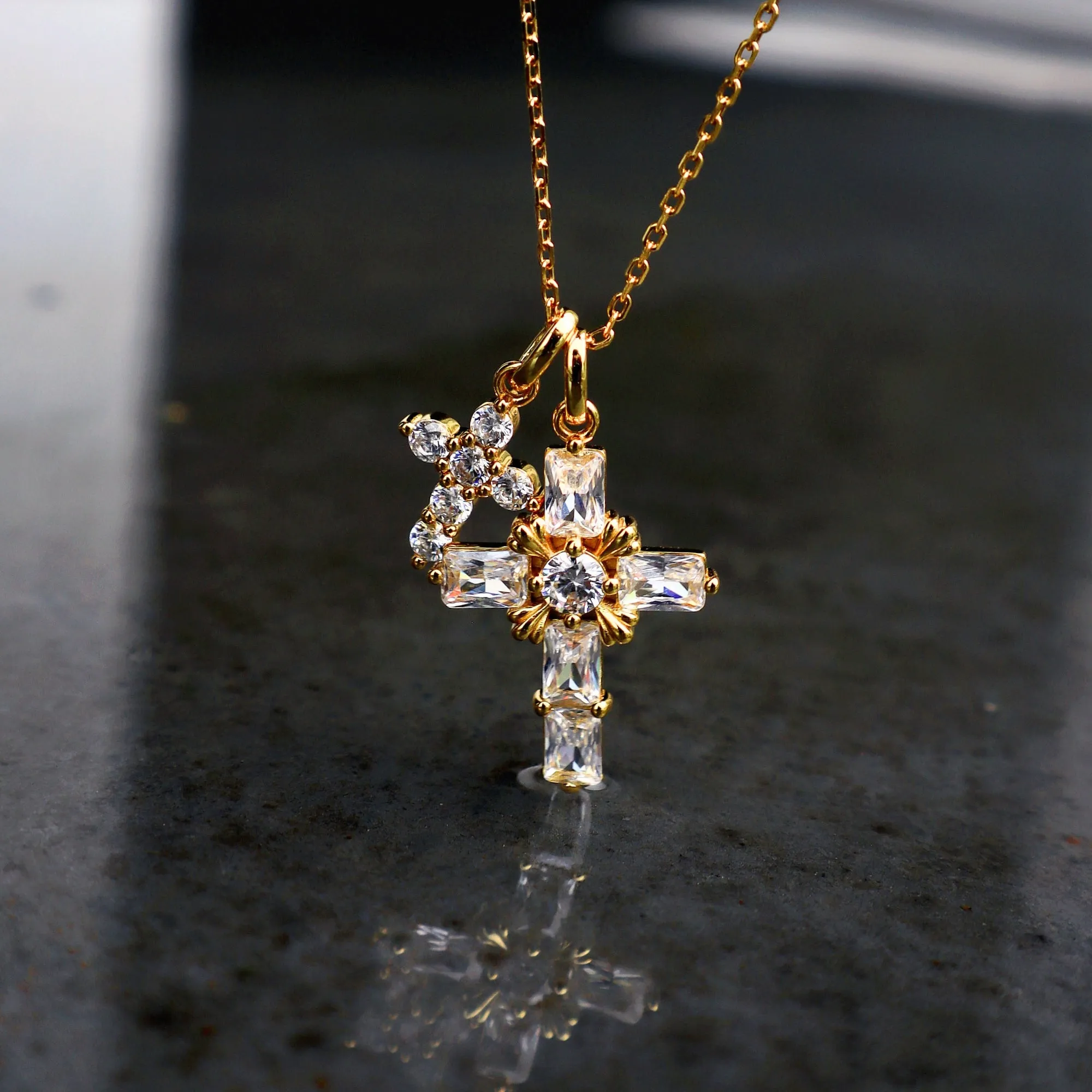 Byzantine Double Crosses Pendant Necklace sold by Vanimy Jewelry product image thumbnail 2