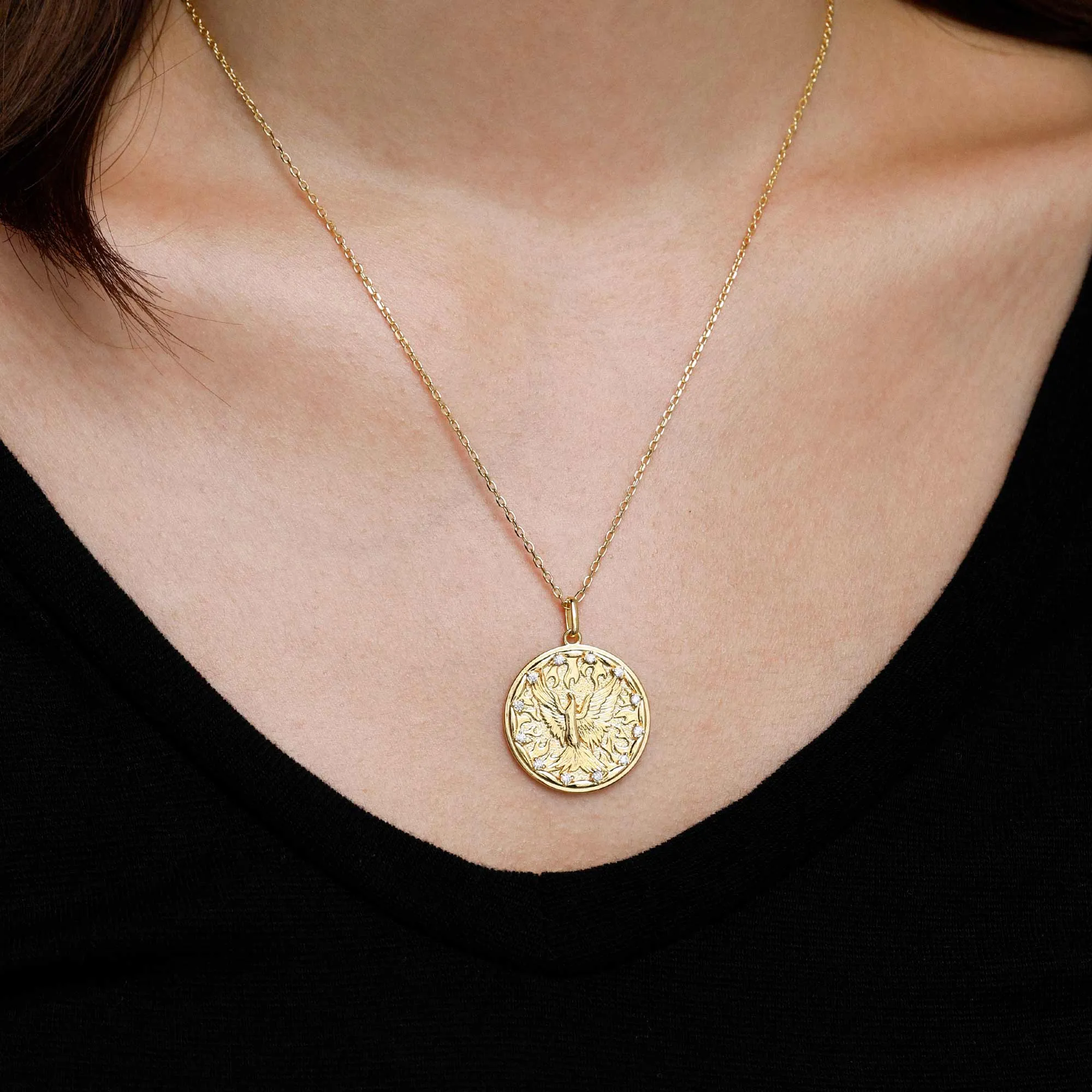 Rising Phoenix Flame Medallion Necklace sold by Vanimy Jewelry product image thumbnail 2