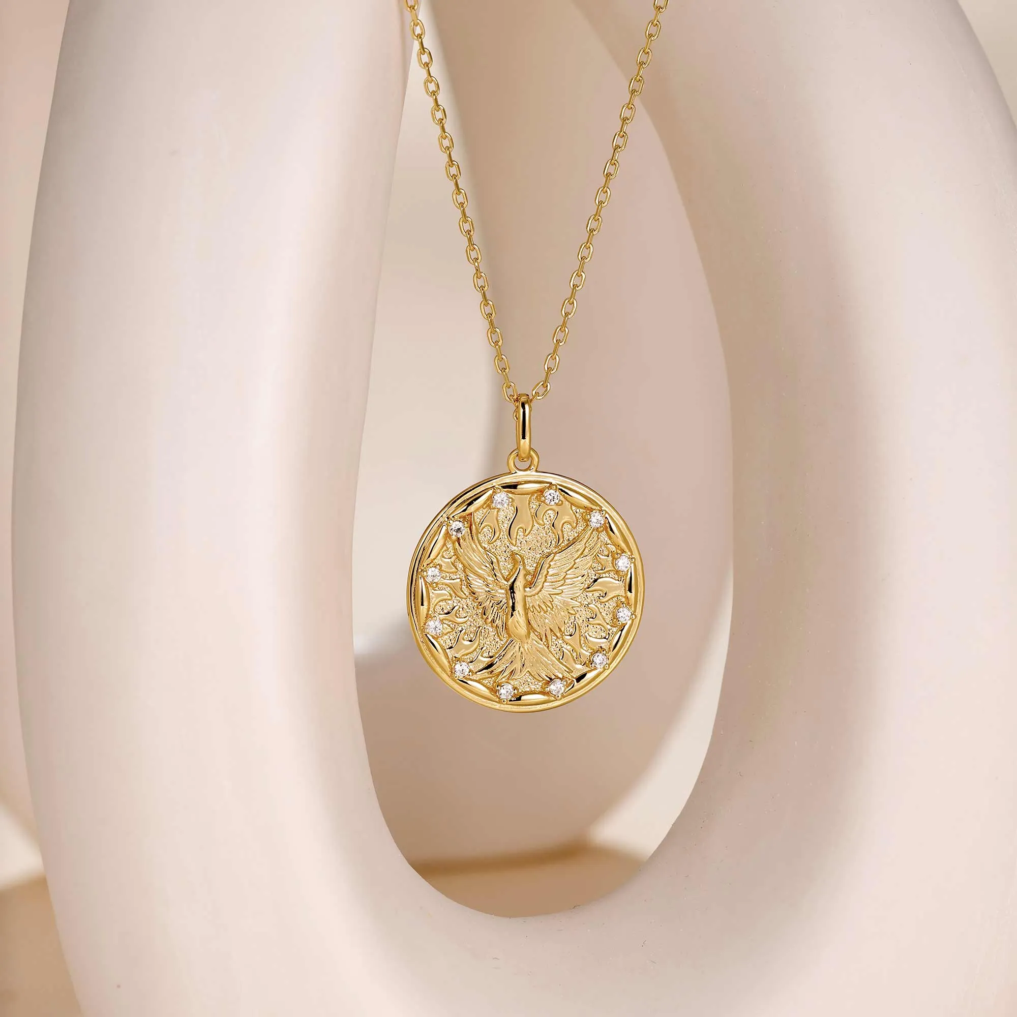 Rising Phoenix Flame Medallion Necklace sold by Vanimy Jewelry product image thumbnail 3