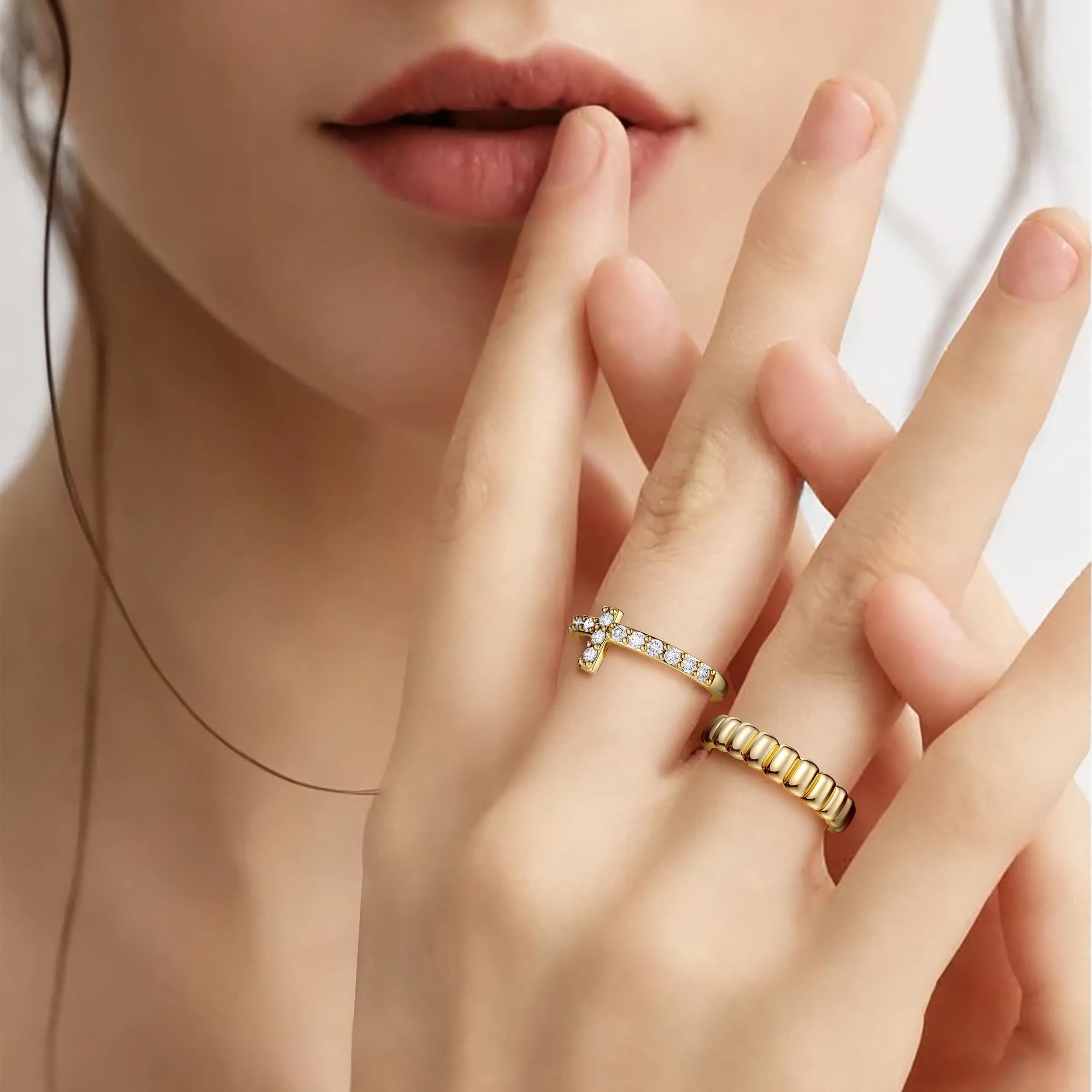 Eternal Setting Cross Two-piece Ring Set sold by Vanimy Jewelry product image thumbnail 4