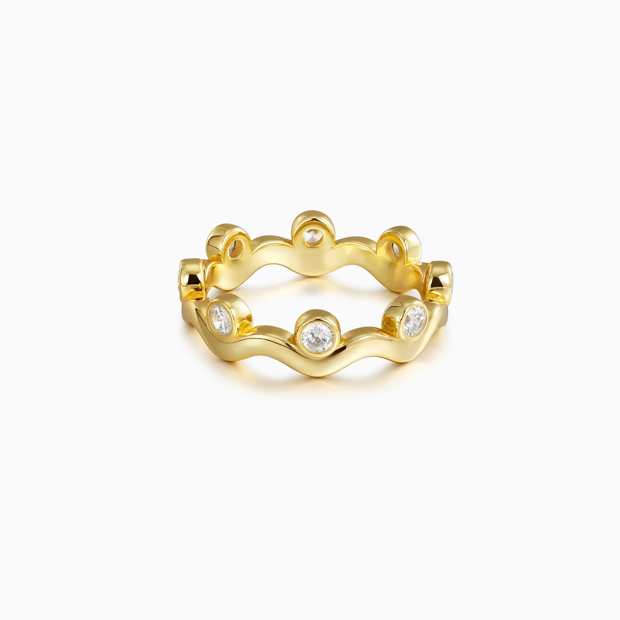 Elysian Wave Bezel Set Stacking Ring sold by Vanimy Jewelry