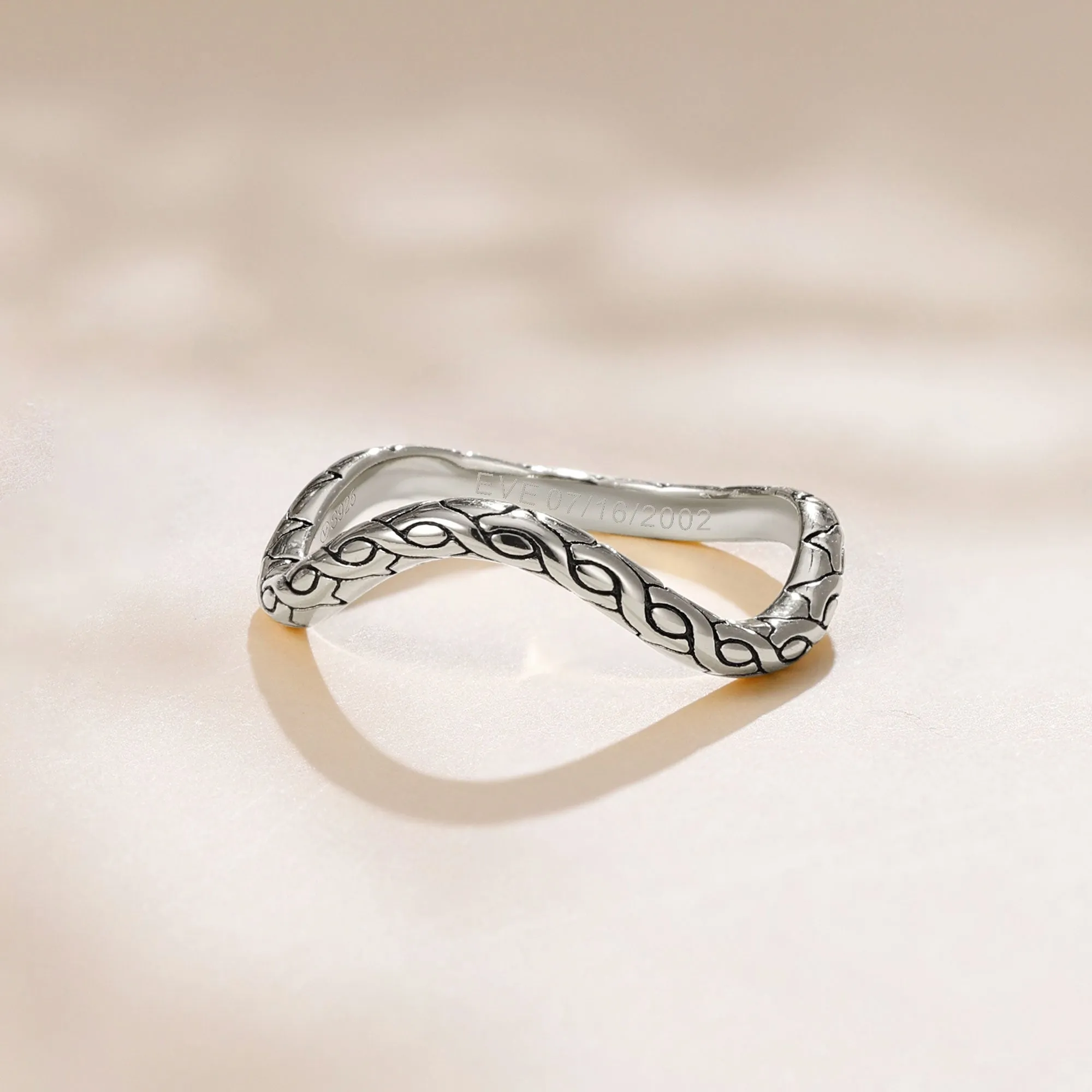 Personalized Pavé Wavy Enamel Stacking Ring sold by Vanimy Jewelry product image thumbnail 2