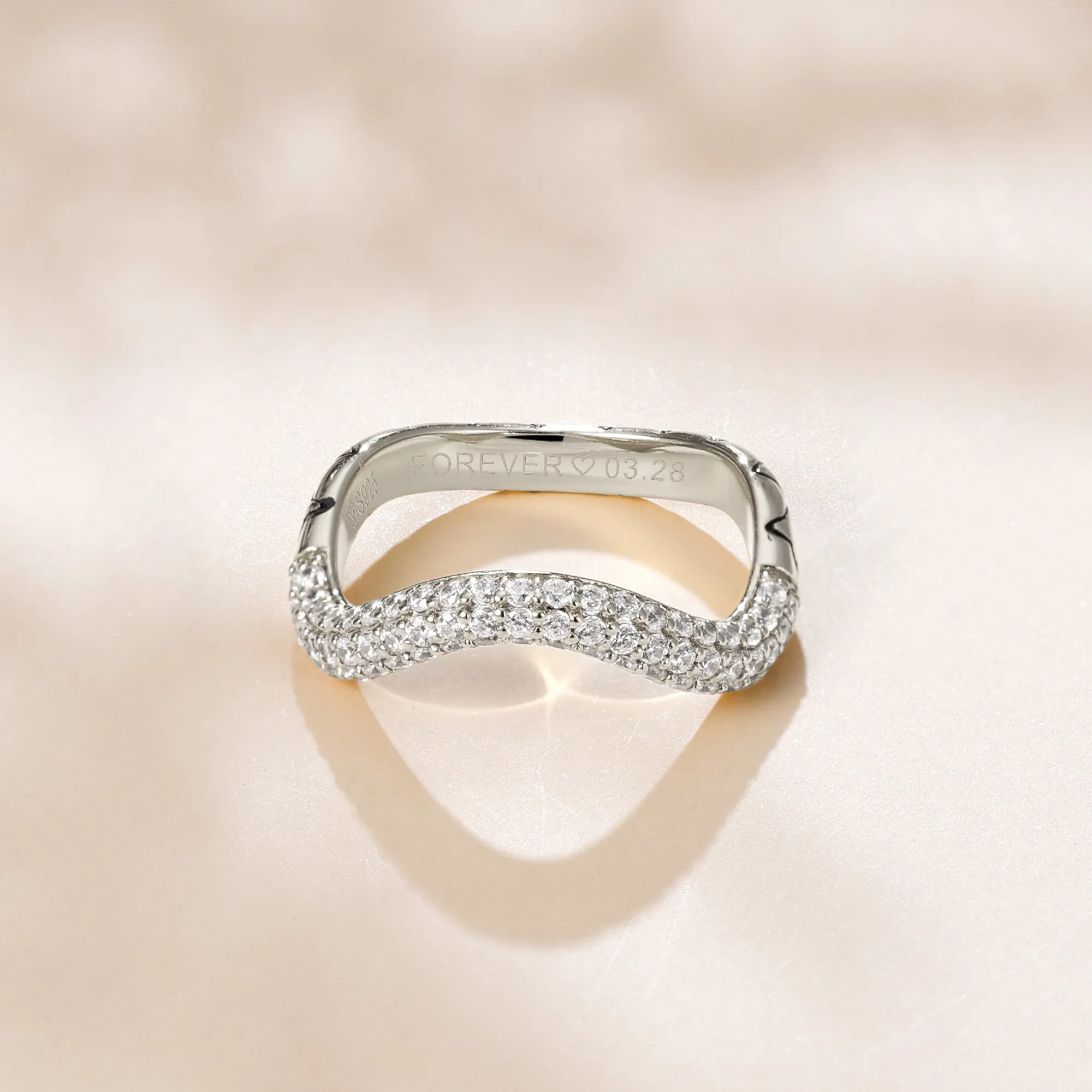 Personalized Pavé Wavy Enamel Statement Stacking Ring sold by Vanimy Jewelry product image thumbnail 2