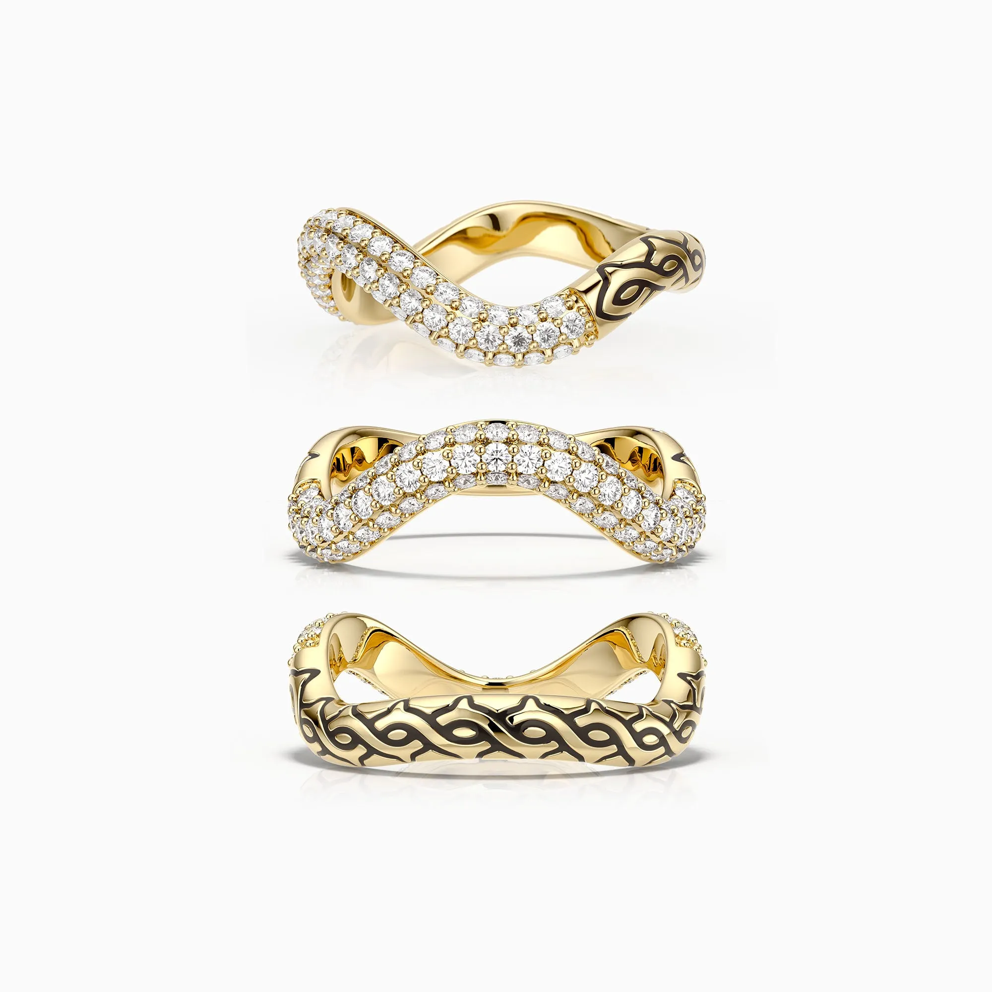Personalized Pavé Wavy Enamel Statement Stacking Ring sold by Vanimy Jewelry product image thumbnail 3
