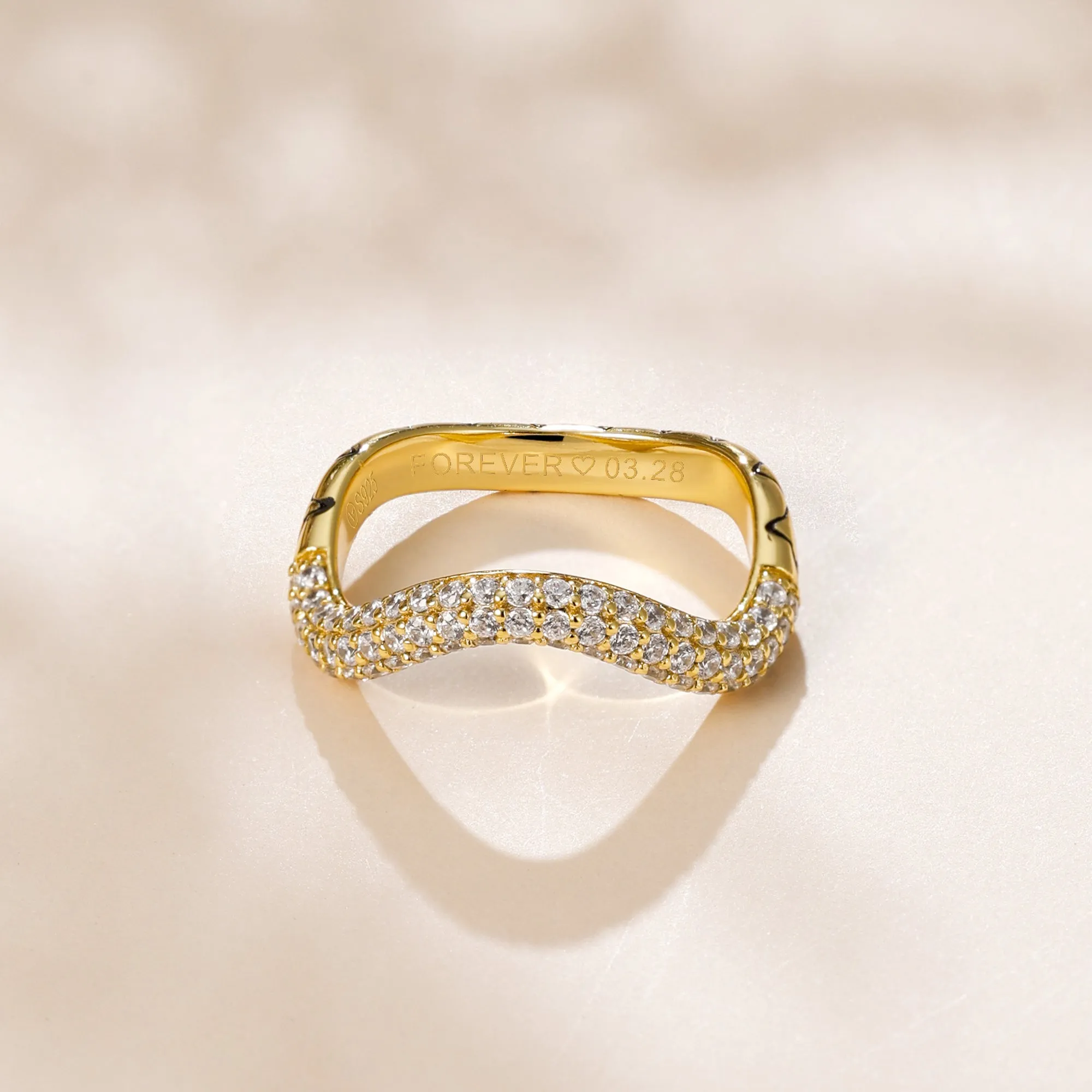Personalized Pavé Wavy Enamel Statement Stacking Ring sold by Vanimy Jewelry product image thumbnail 4