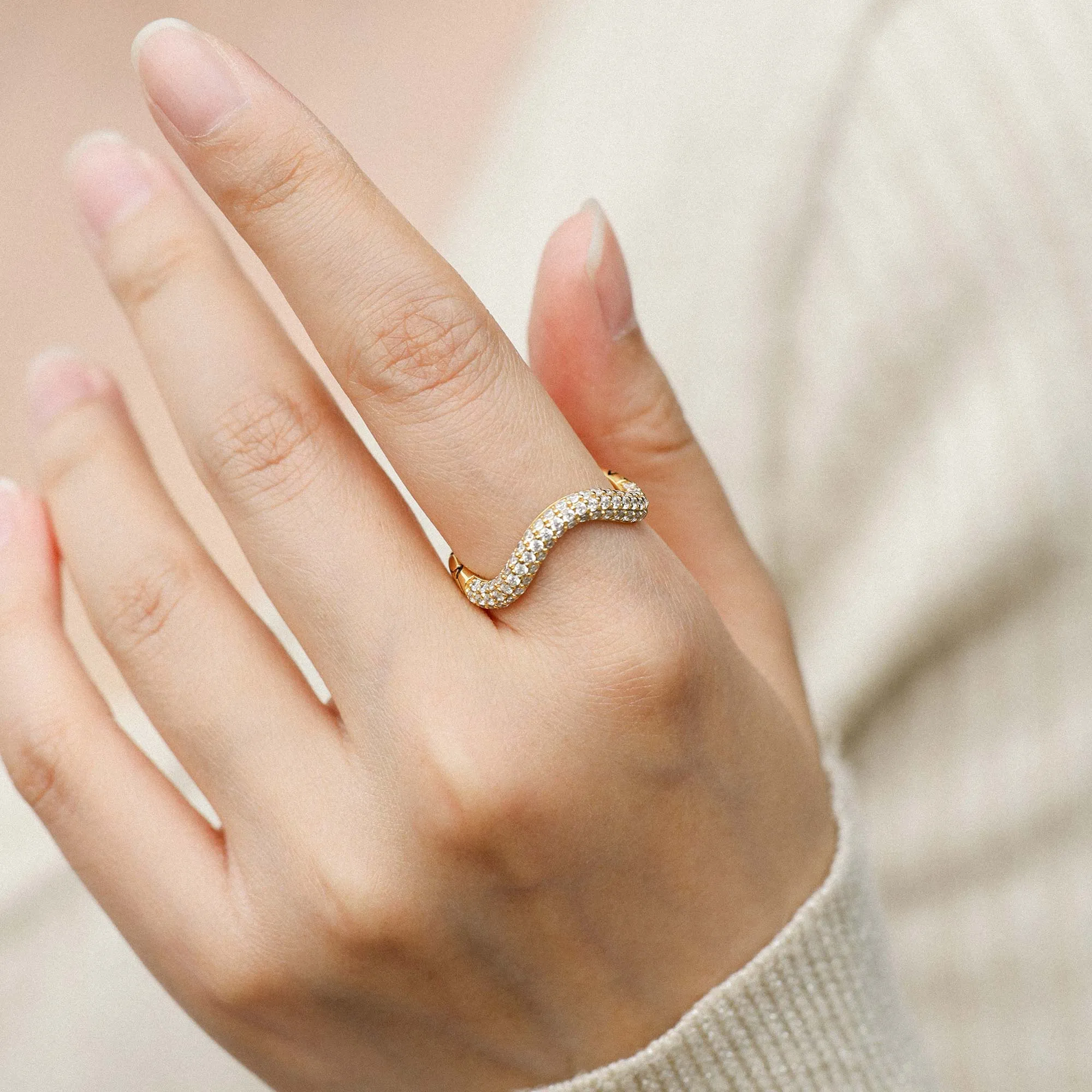 Personalized Pavé Wavy Enamel Statement Stacking Ring sold by Vanimy Jewelry product image thumbnail 5