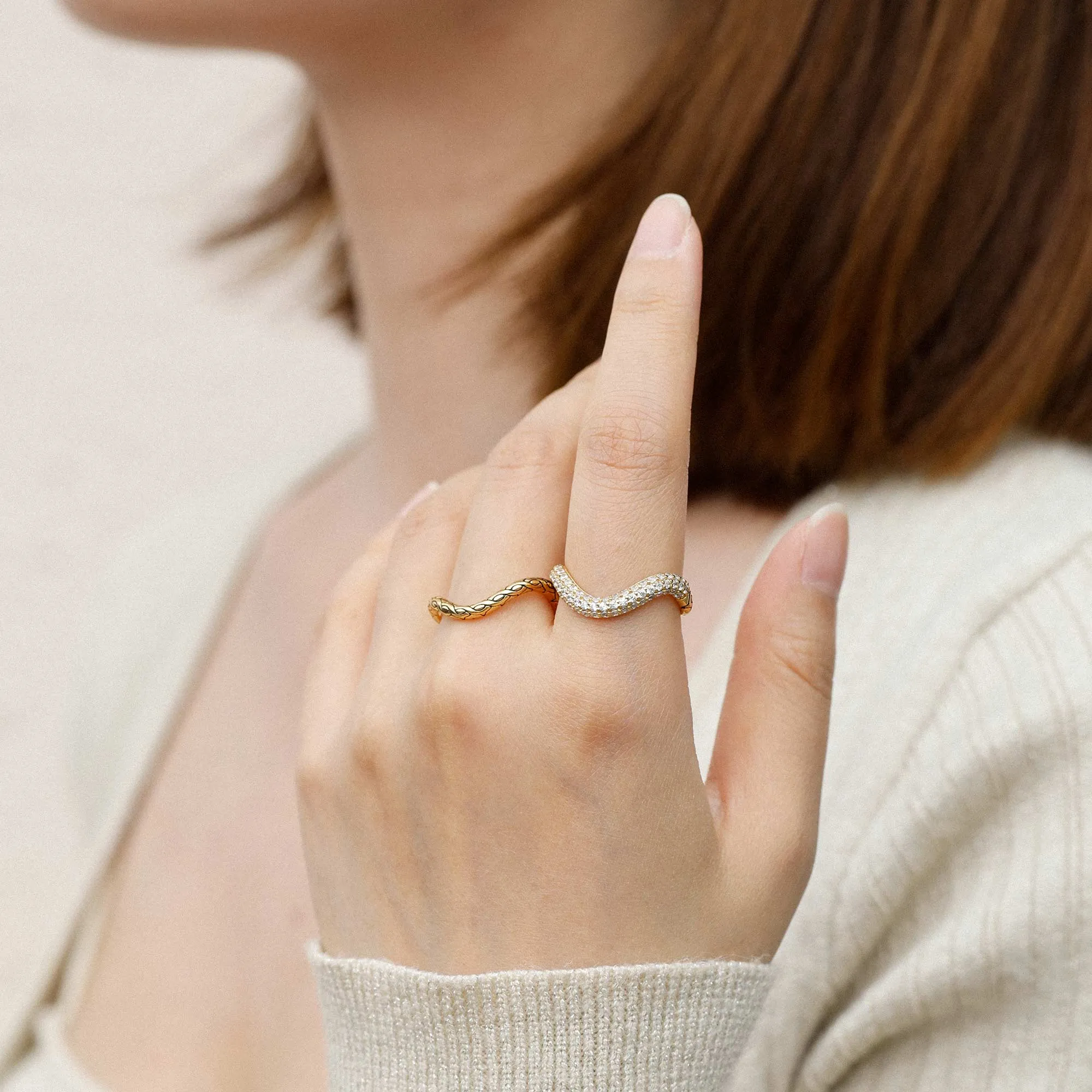 Personalized Pavé Wavy Enamel Statement Stacking Ring sold by Vanimy Jewelry product image thumbnail 2
