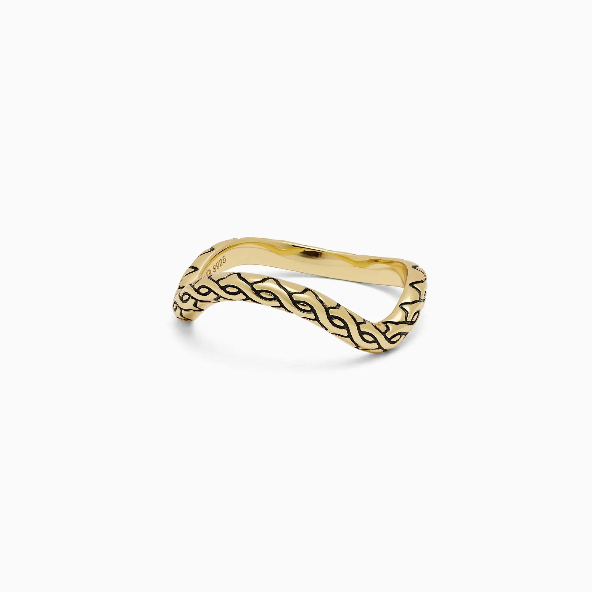 Pavé Wavy Enamel Stacking Ring sold by Vanimy Jewelry