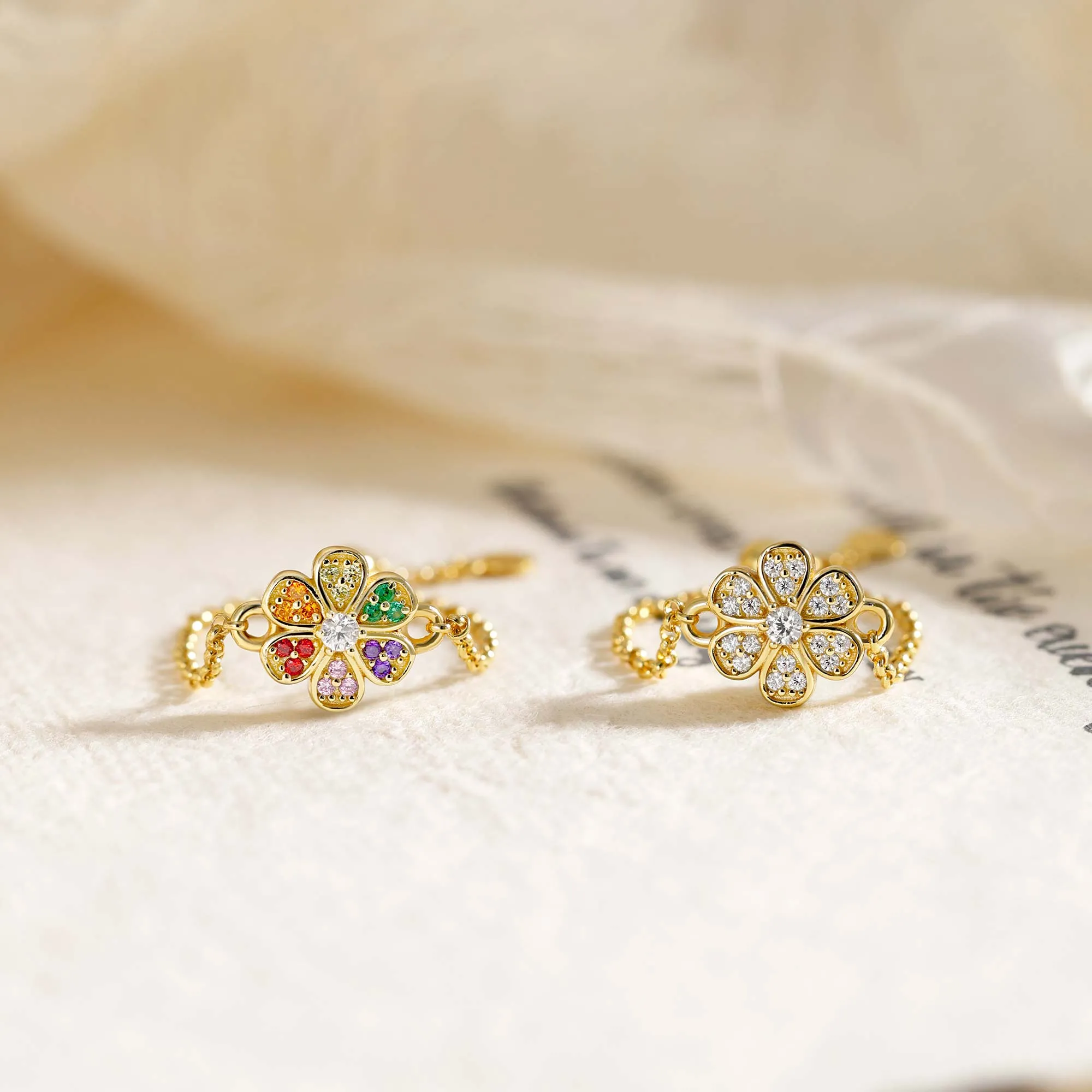 Everbloom Floral Adjustable Chain Ring sold by Vanimy Jewelry product image thumbnail 2