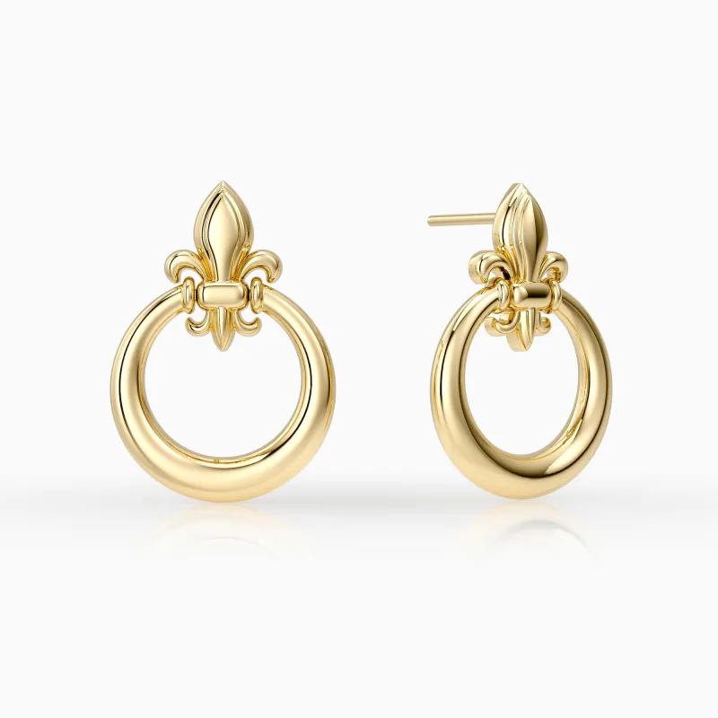 Divine Bloom Fleur-de-Lis Stud Earrings sold by Vanimy Jewelry