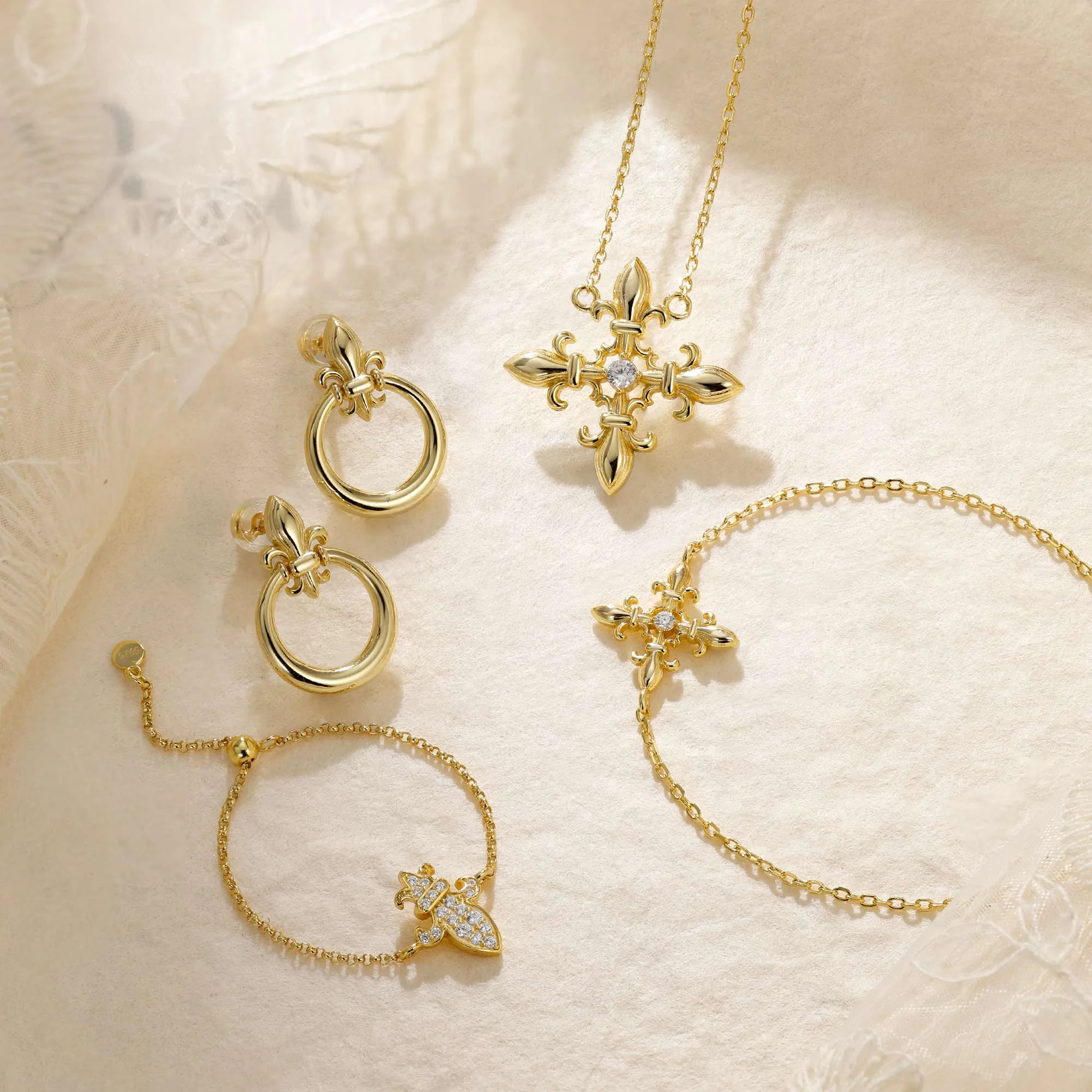 Divine Bloom Fleur-de-Lis Stud Earrings sold by Vanimy Jewelry product image thumbnail 3