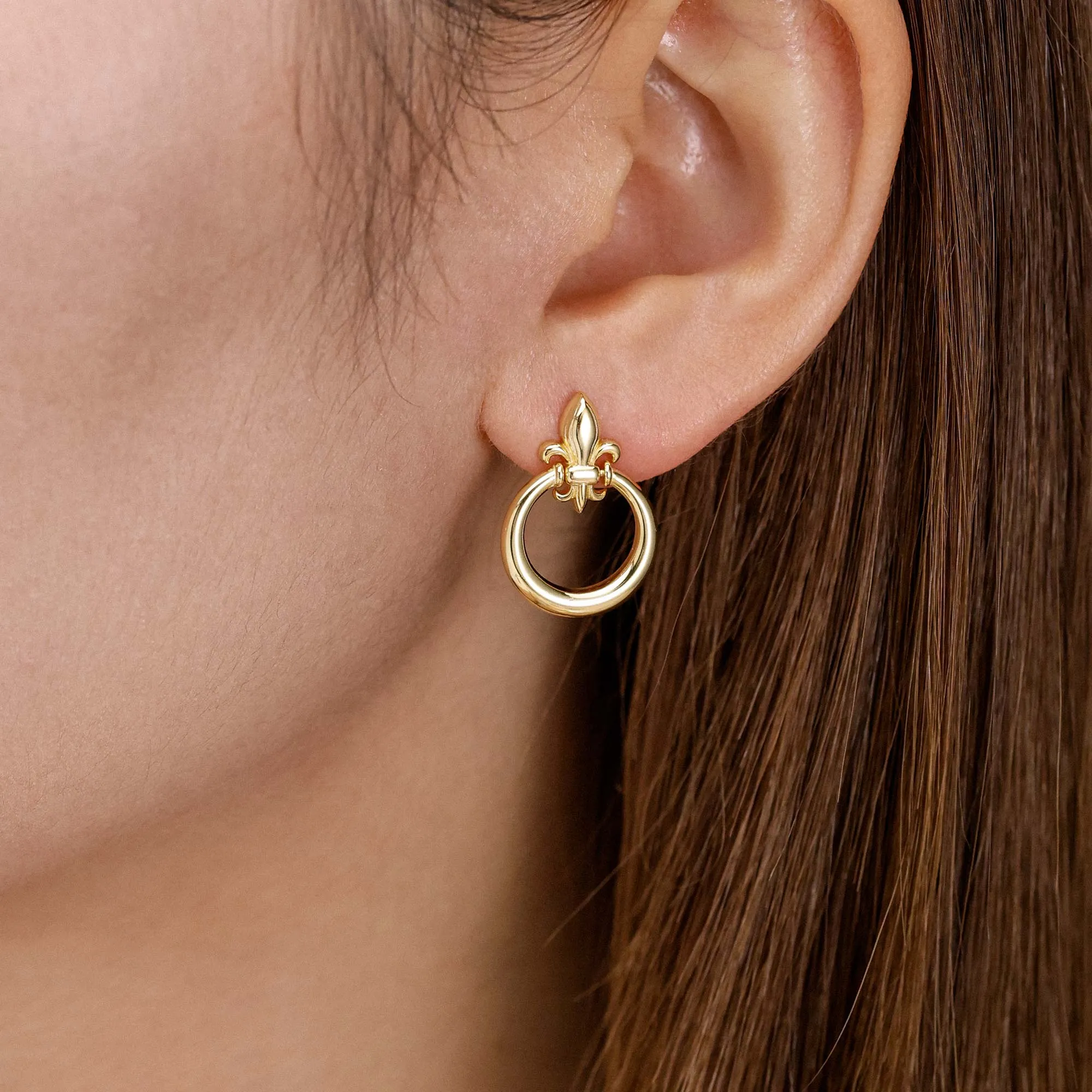 Divine Bloom Fleur-de-Lis Stud Earrings sold by Vanimy Jewelry product image thumbnail 2