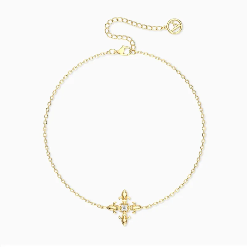 Divine Bloom Fleur-de-Lis Cross Bracelet sold by Vanimy Jewelry