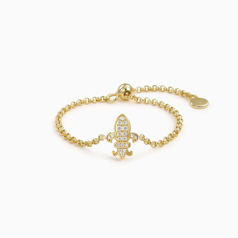 Divine Bloom Fleur-de-Lis Adjustable Chain Ring sold by Vanimy Jewelry