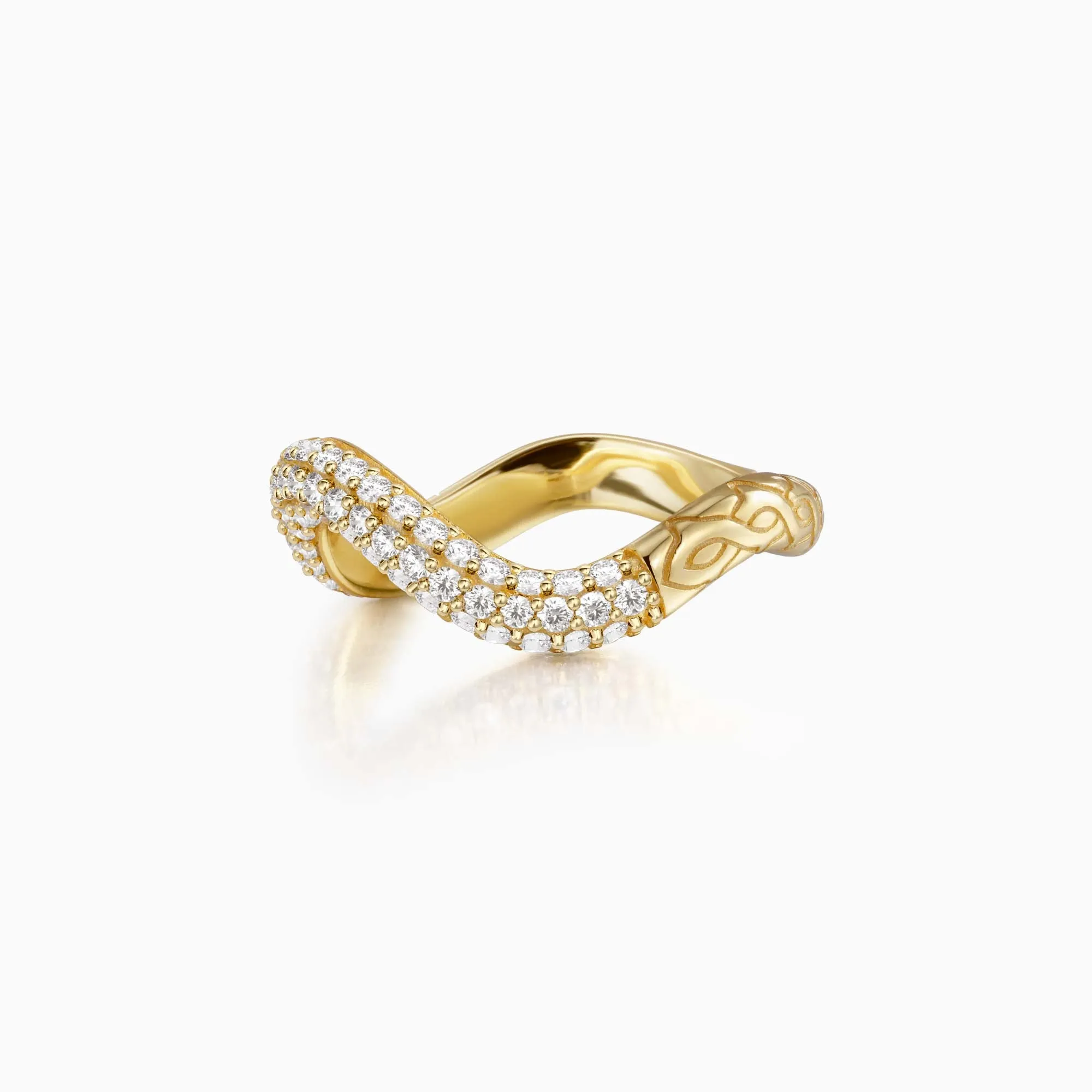 Pavé Wavy Statement Stacking Ring sold by Vanimy Jewelry