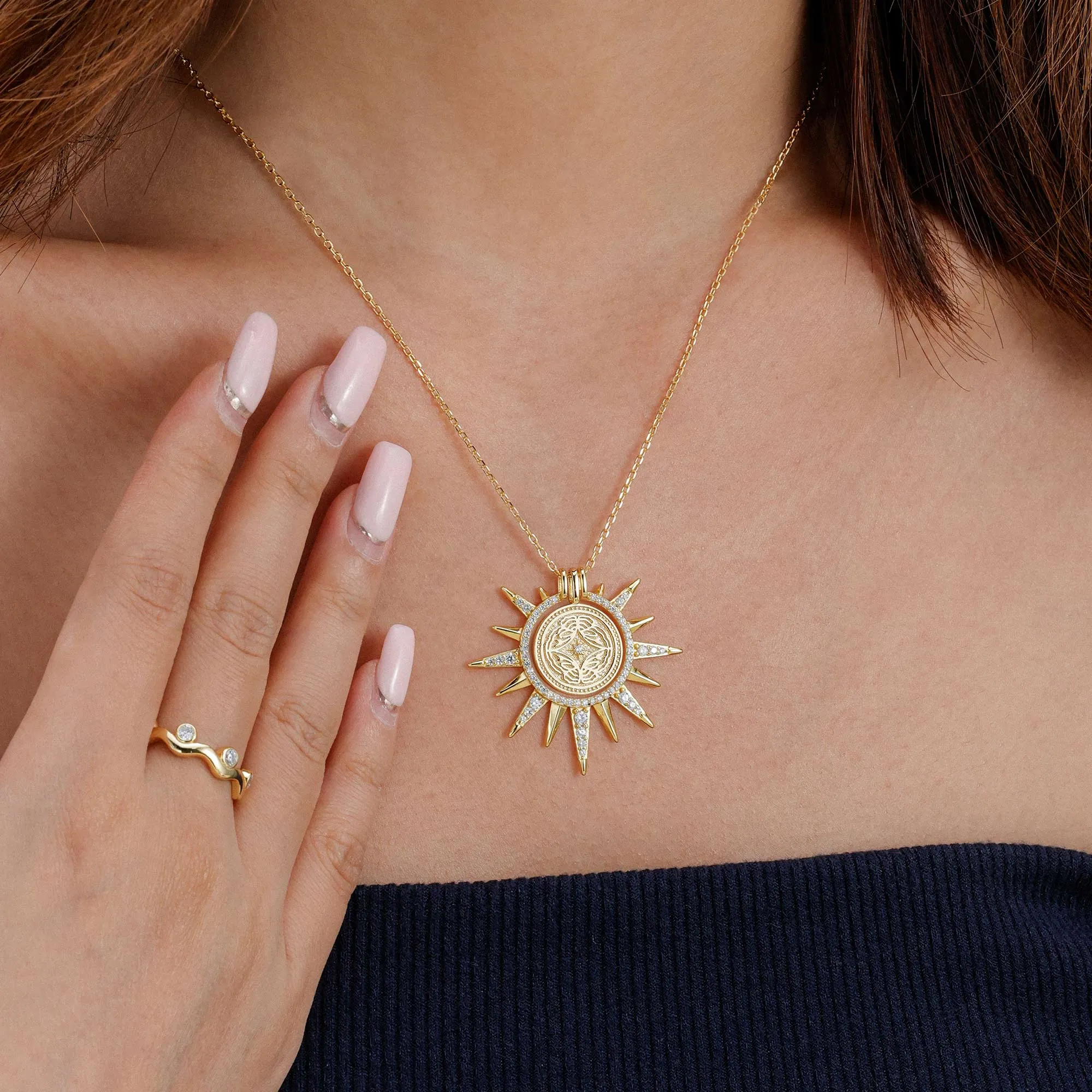 Butterfly Becoming Medallion Sunburst Necklace sold by Vanimy Jewelry product image thumbnail 2